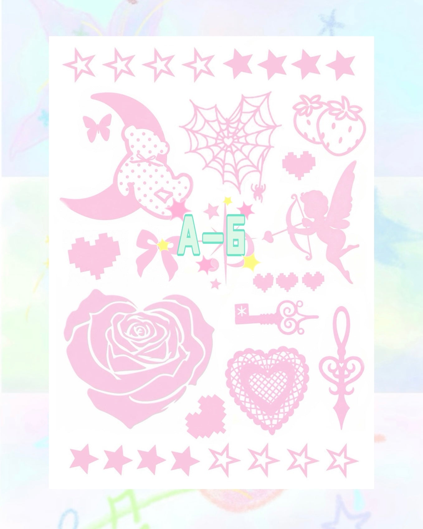 1 Sheet DIY Glitter Tattoos-A series