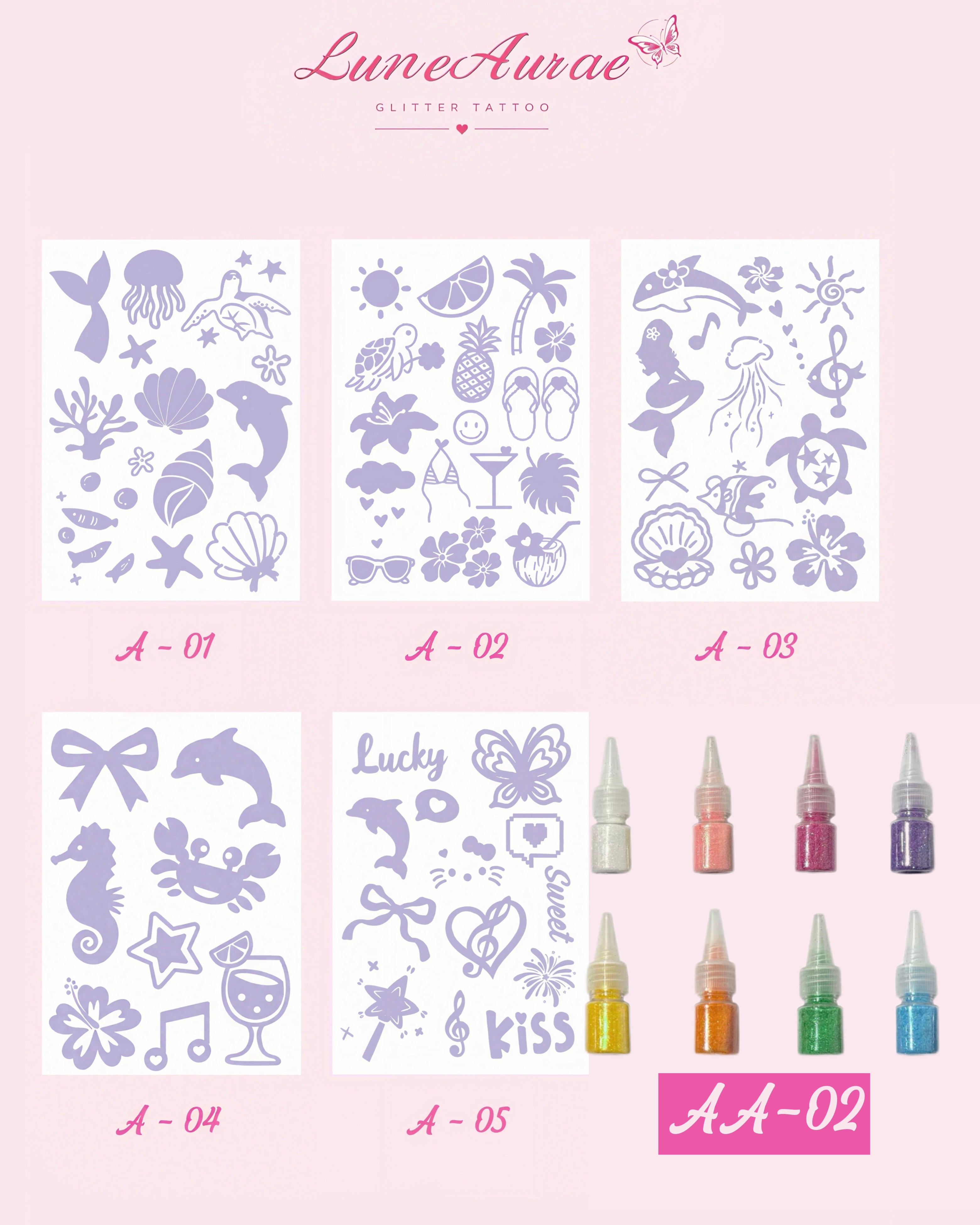 DIY Glitter Tattoo Sticker Set-A series