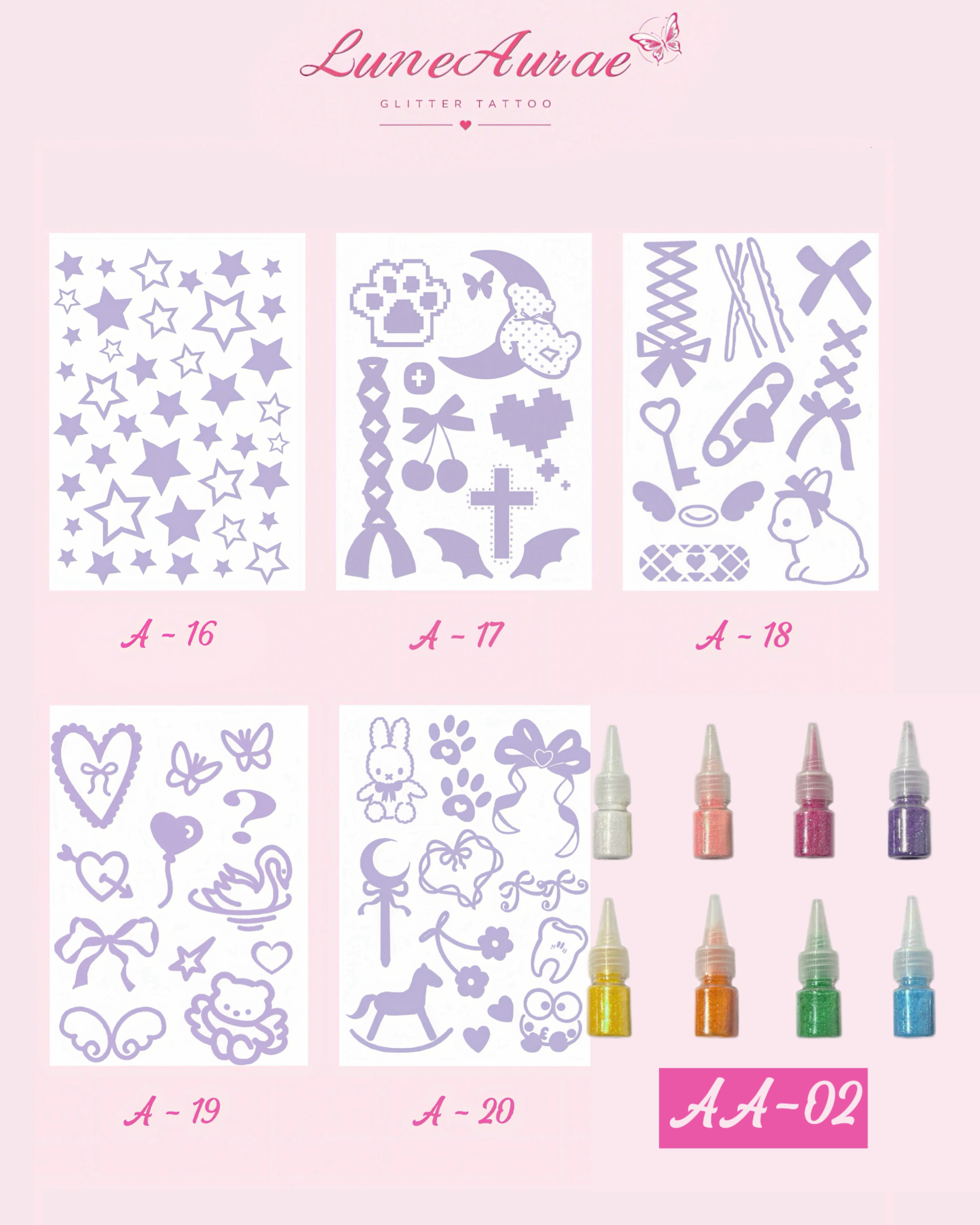 DIY Glitter Tattoo Sticker Set-A series