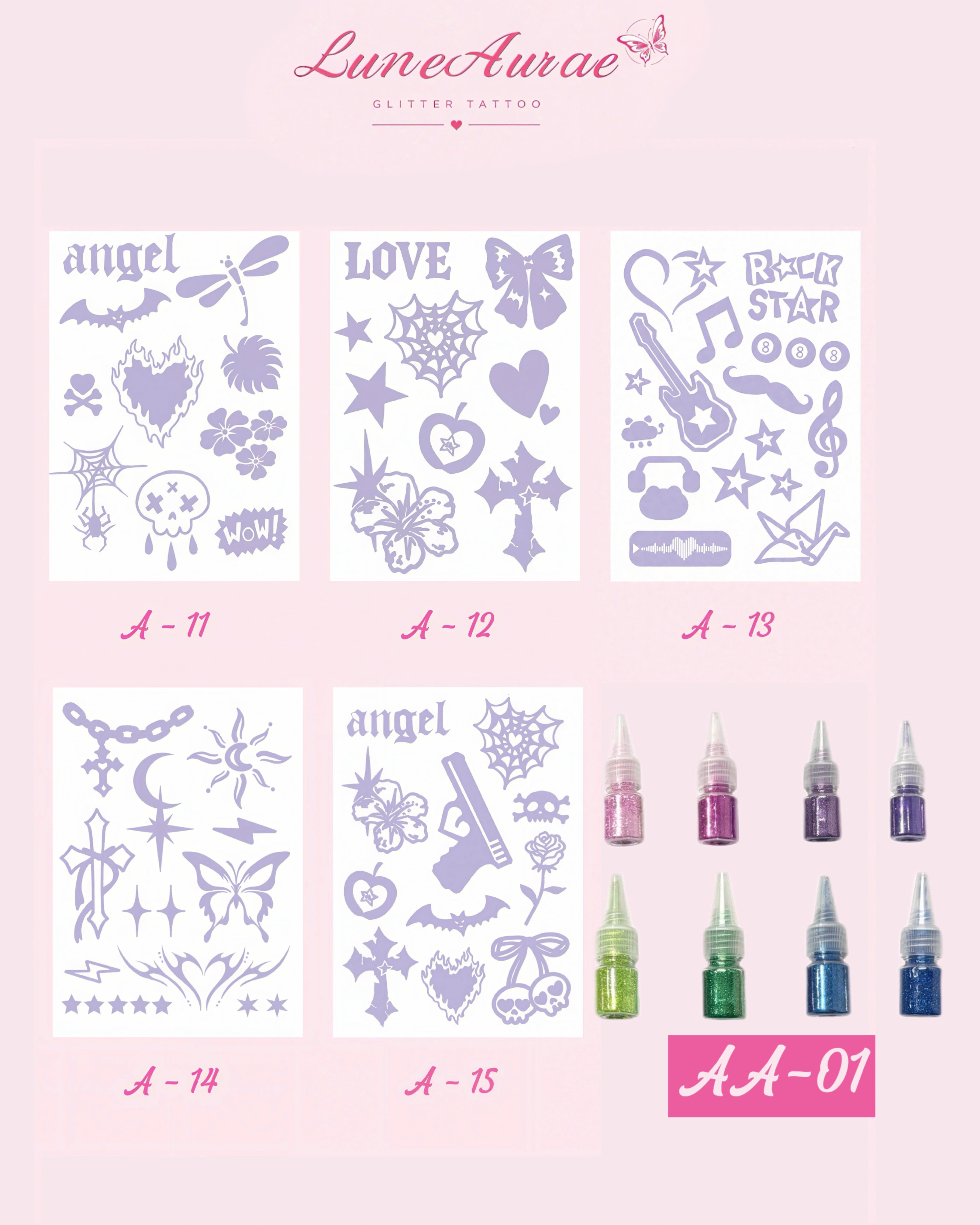 DIY Glitter Tattoo Sticker Set-A series