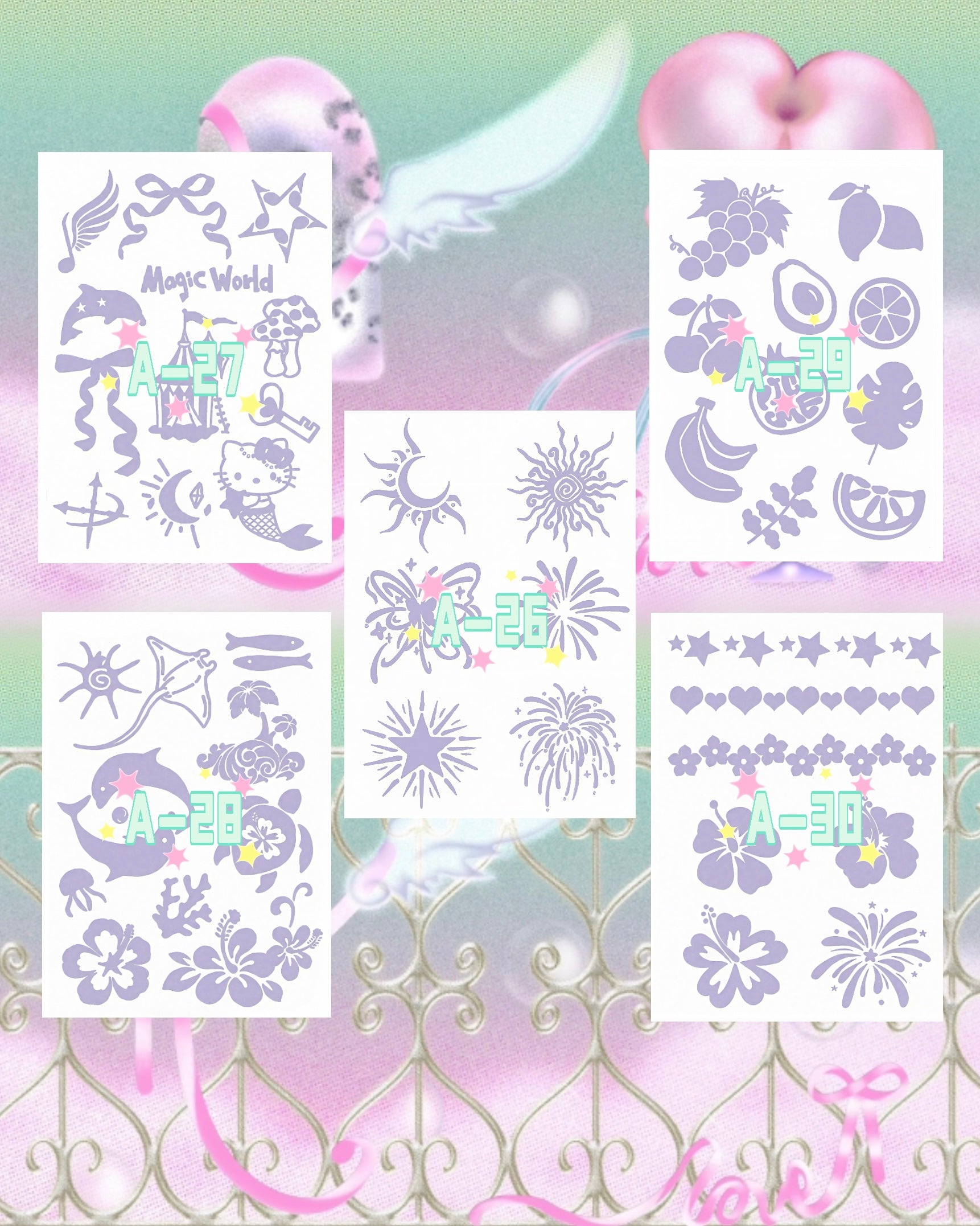 DIY Glitter Tattoo Sticker Set-A series