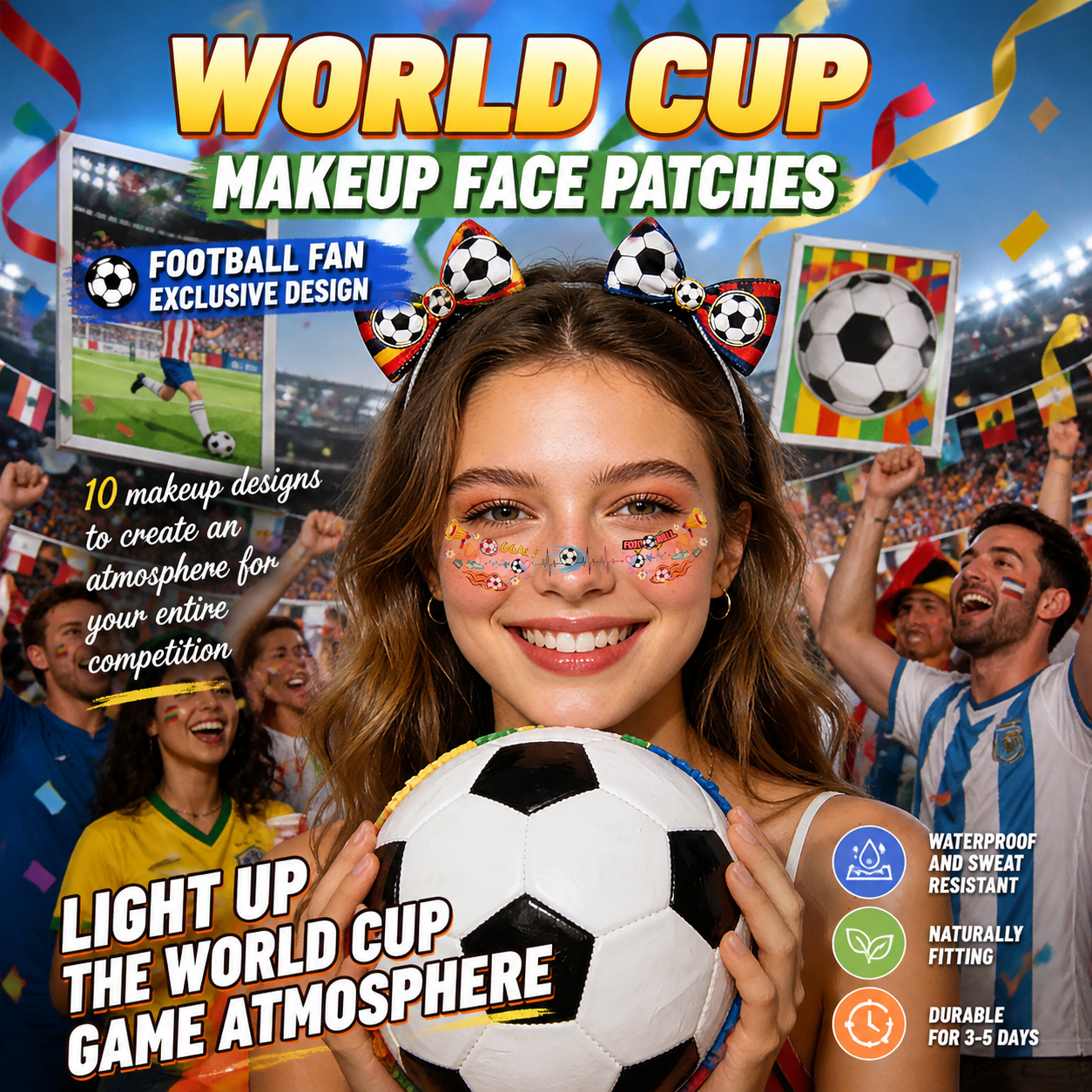 10 PCS Face Makeup Tattoo Stickers-FIFA World Cup Theme