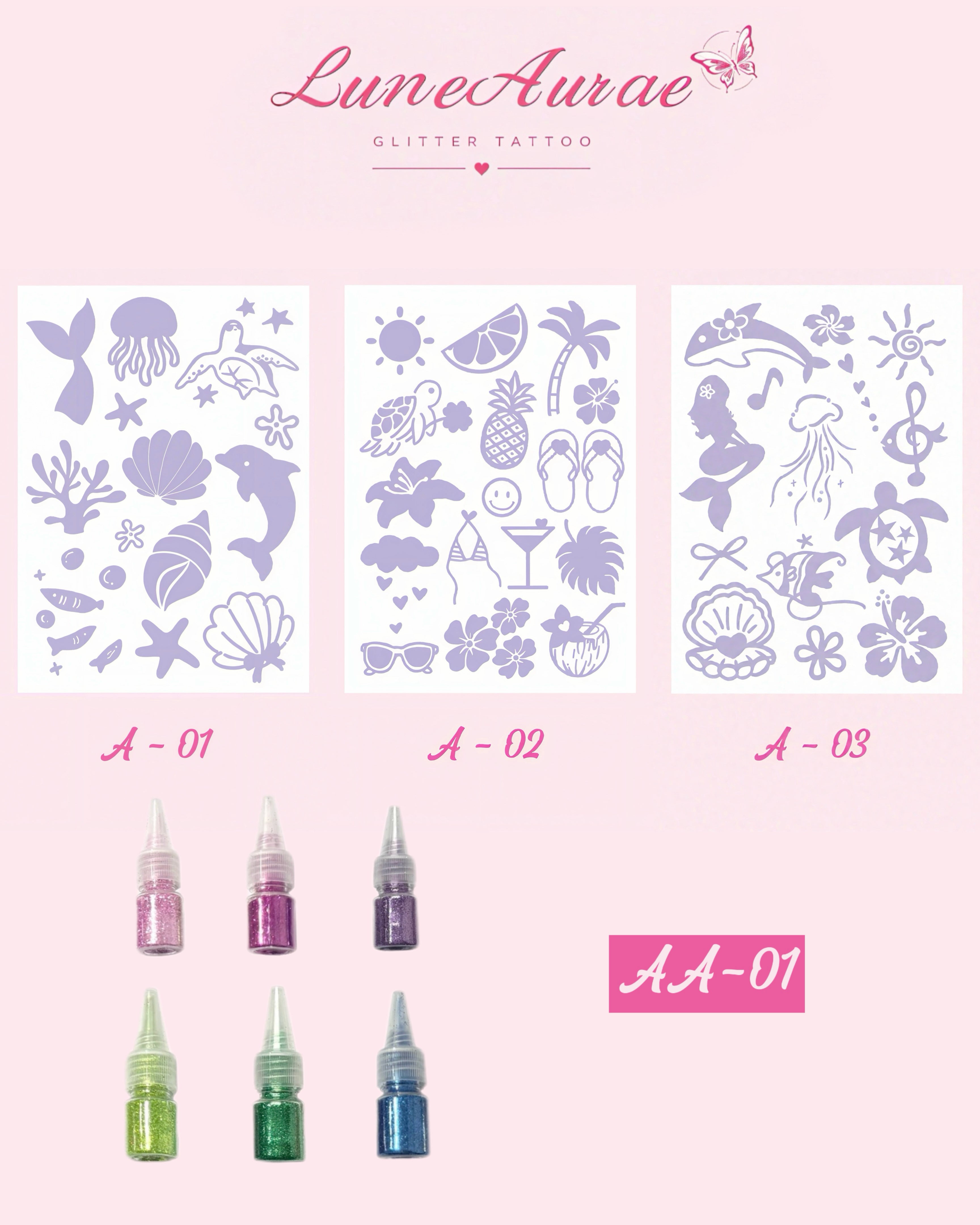 DIY Glitter Tattoo Sticker Set -A series