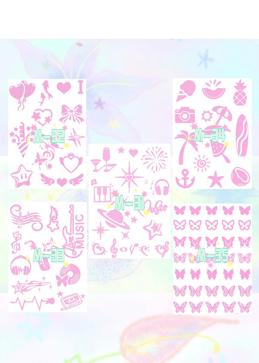 DIY Glitter Tattoo Sticker Set- M series