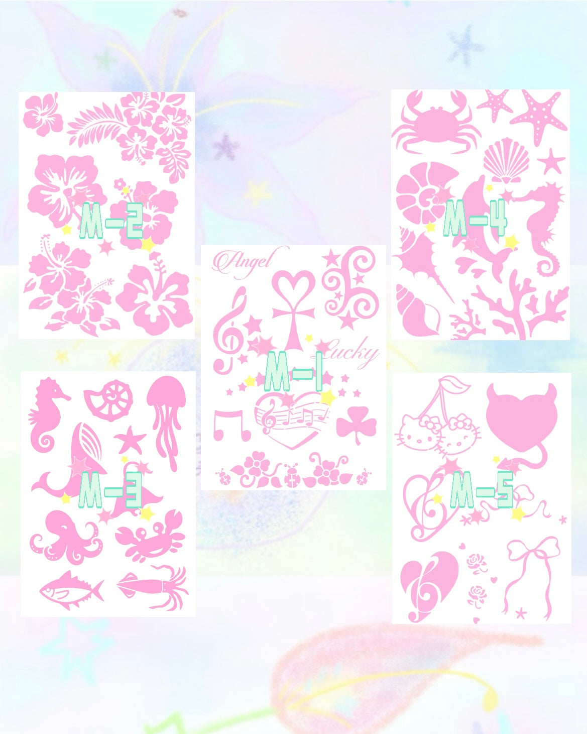 5 Sheets DIY Glitter Tattoo Sticker - M Series