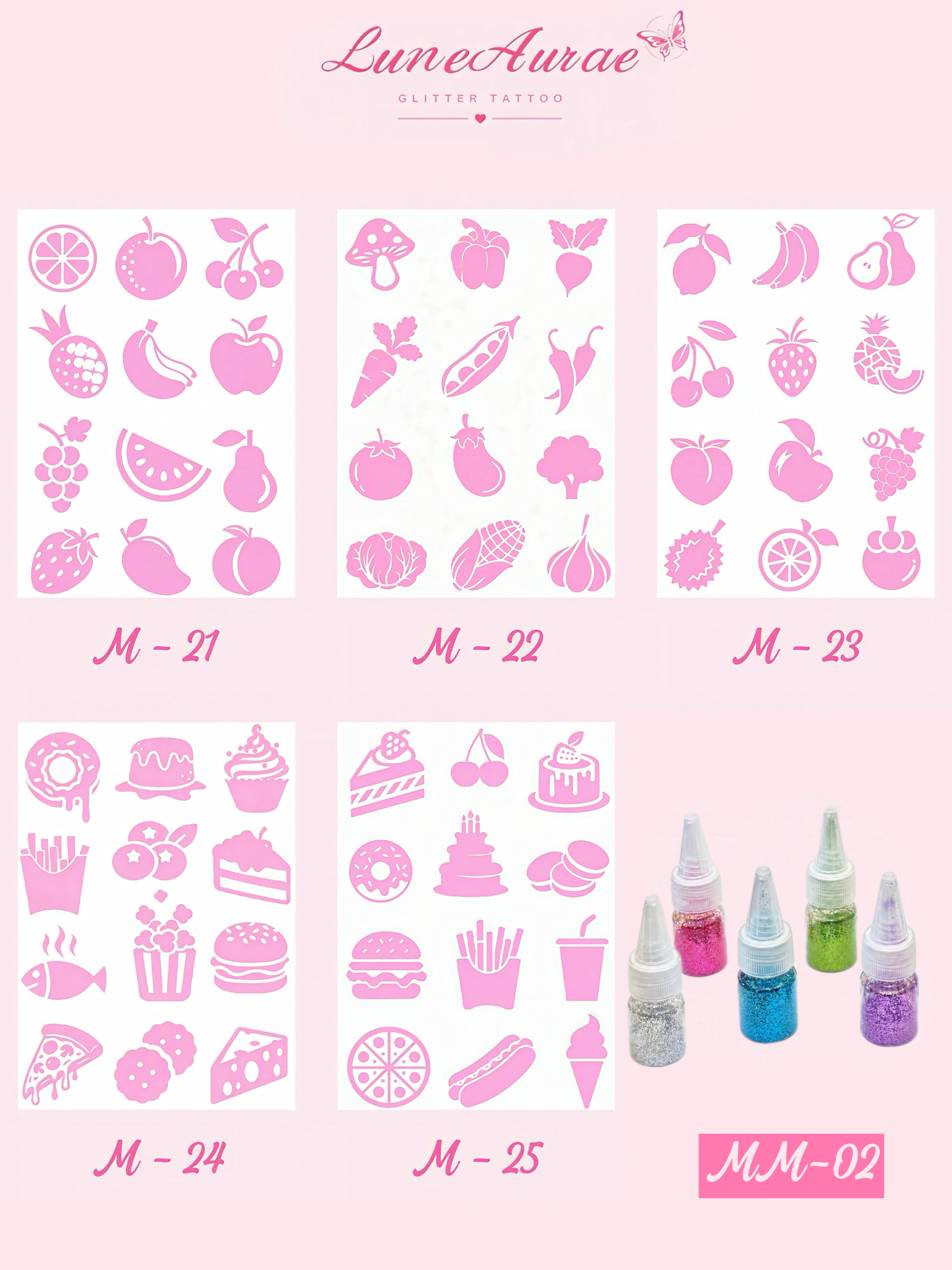 DIY Glitter Tattoo Sticker Set- M series