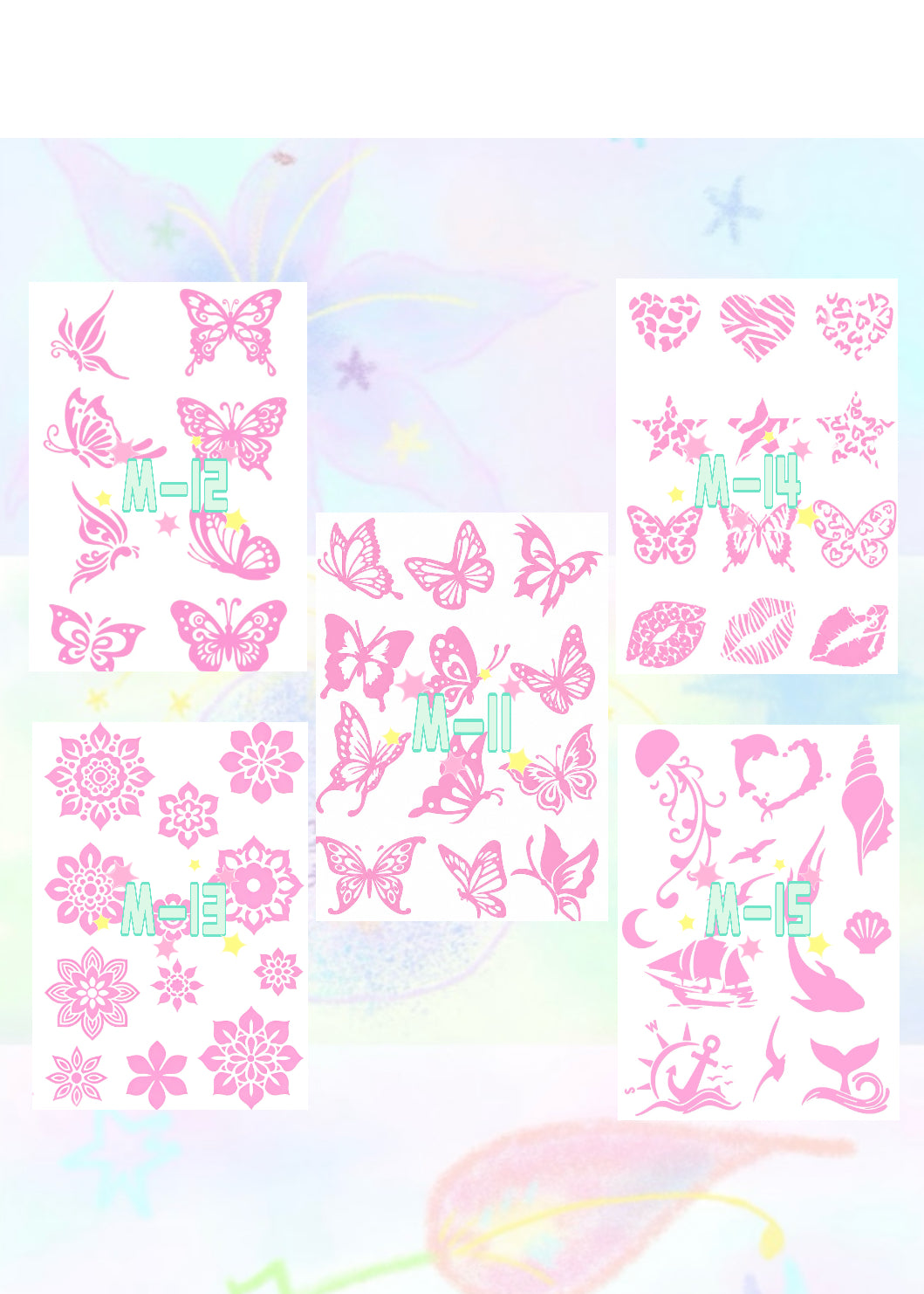 DIY Glitter Tattoo Sticker Set- M series