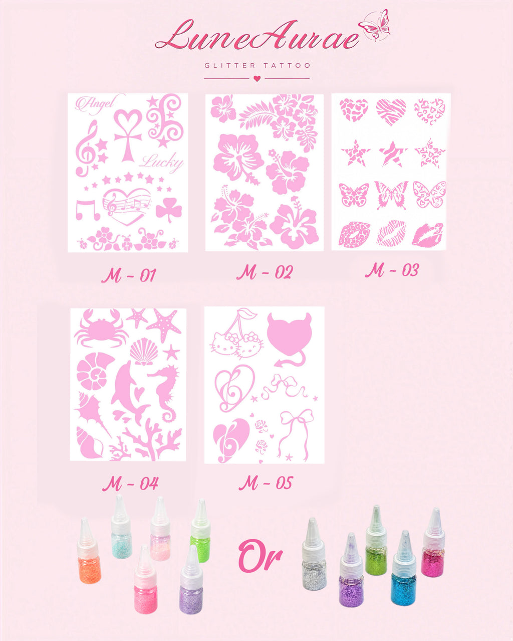 DIY Glitter Tattoo Sticker Set- M series