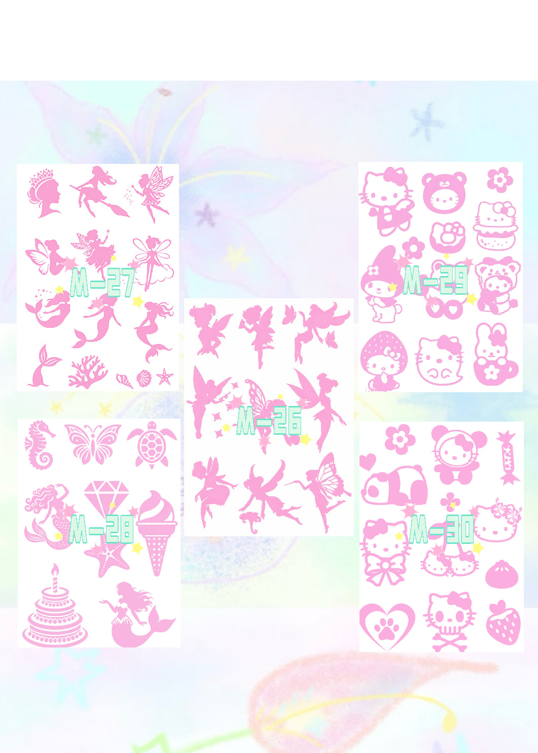 DIY Glitter Tattoo Sticker Set- M series