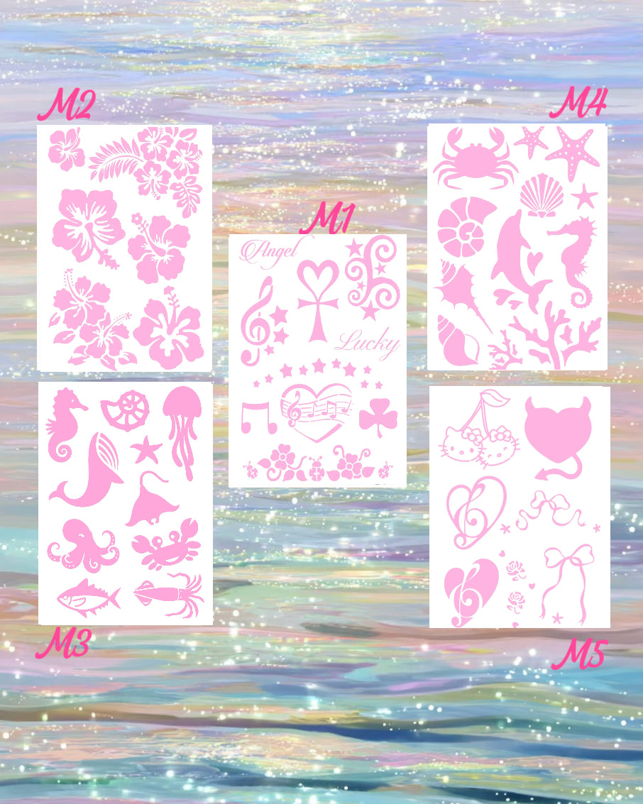DIY Glitter Tattoo Sticker Set- M series