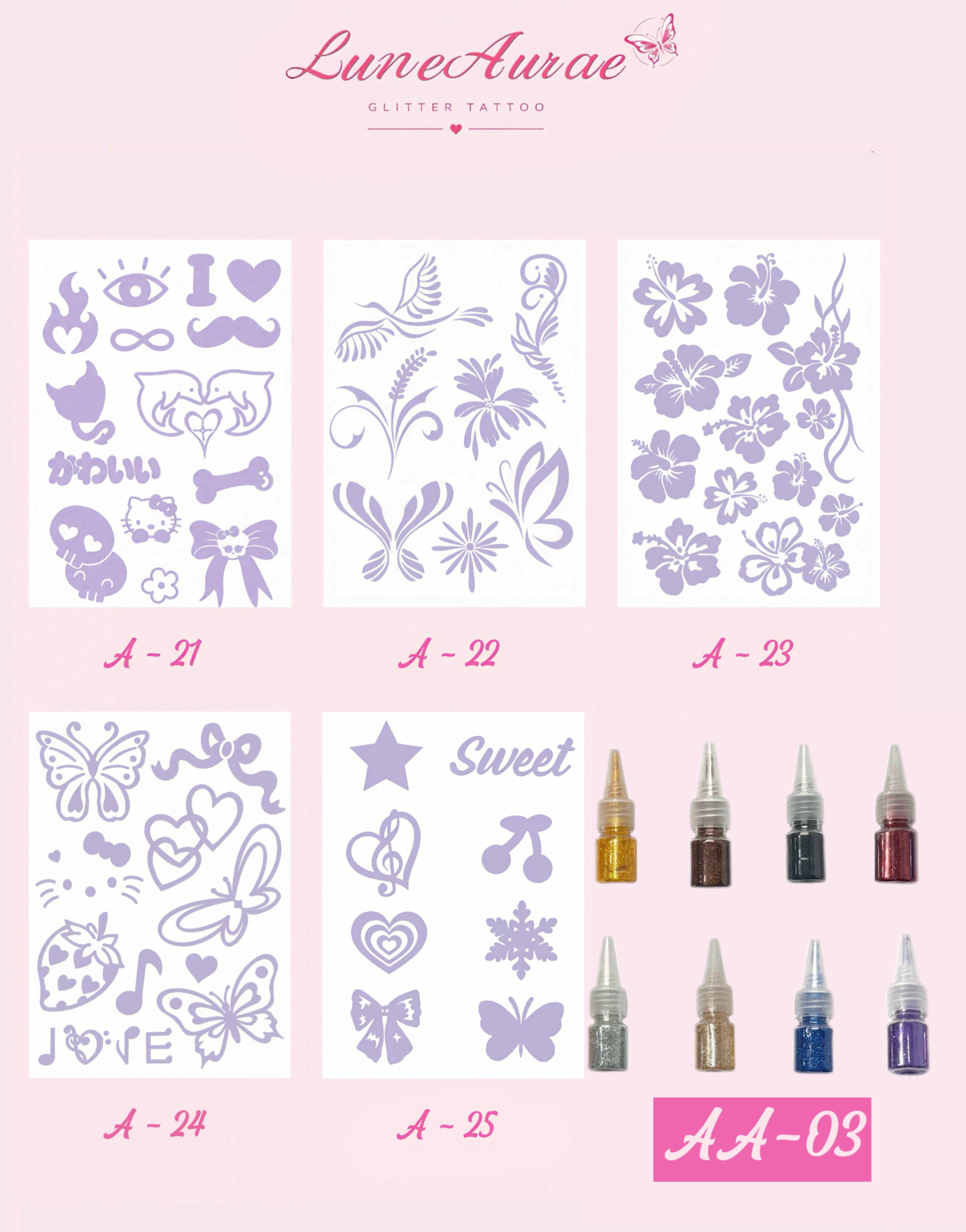 DIY Glitter Tattoo Sticker Set-A series