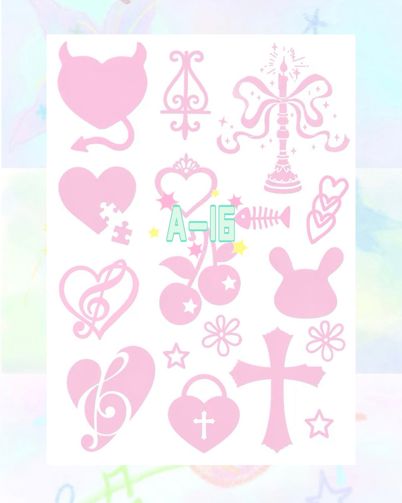 1 Sheet DIY Glitter Tattoos-A series