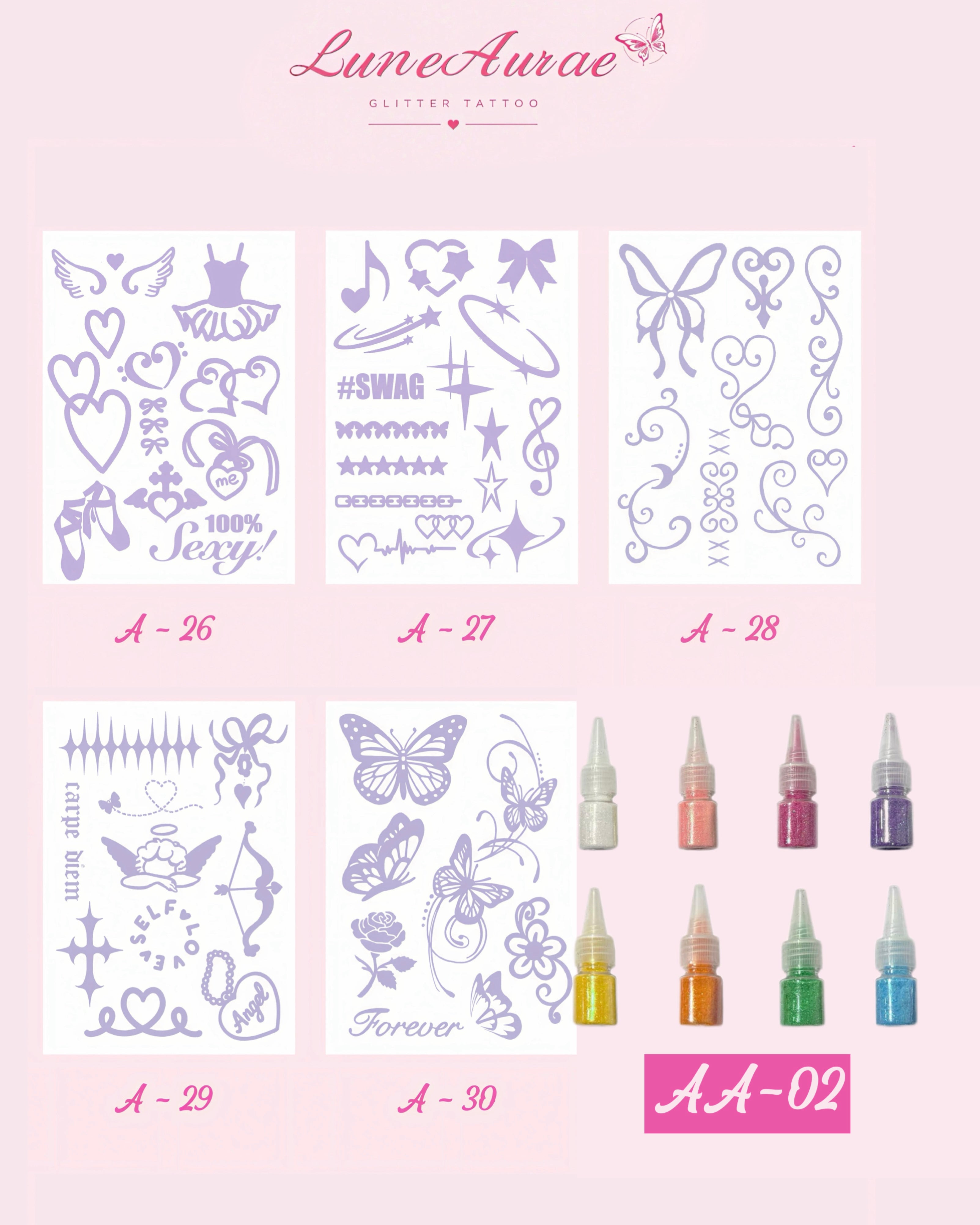 DIY Glitter Tattoo Sticker Set-A series