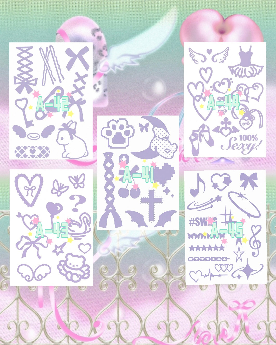 DIY Glitter Tattoo Sticker Set-A series