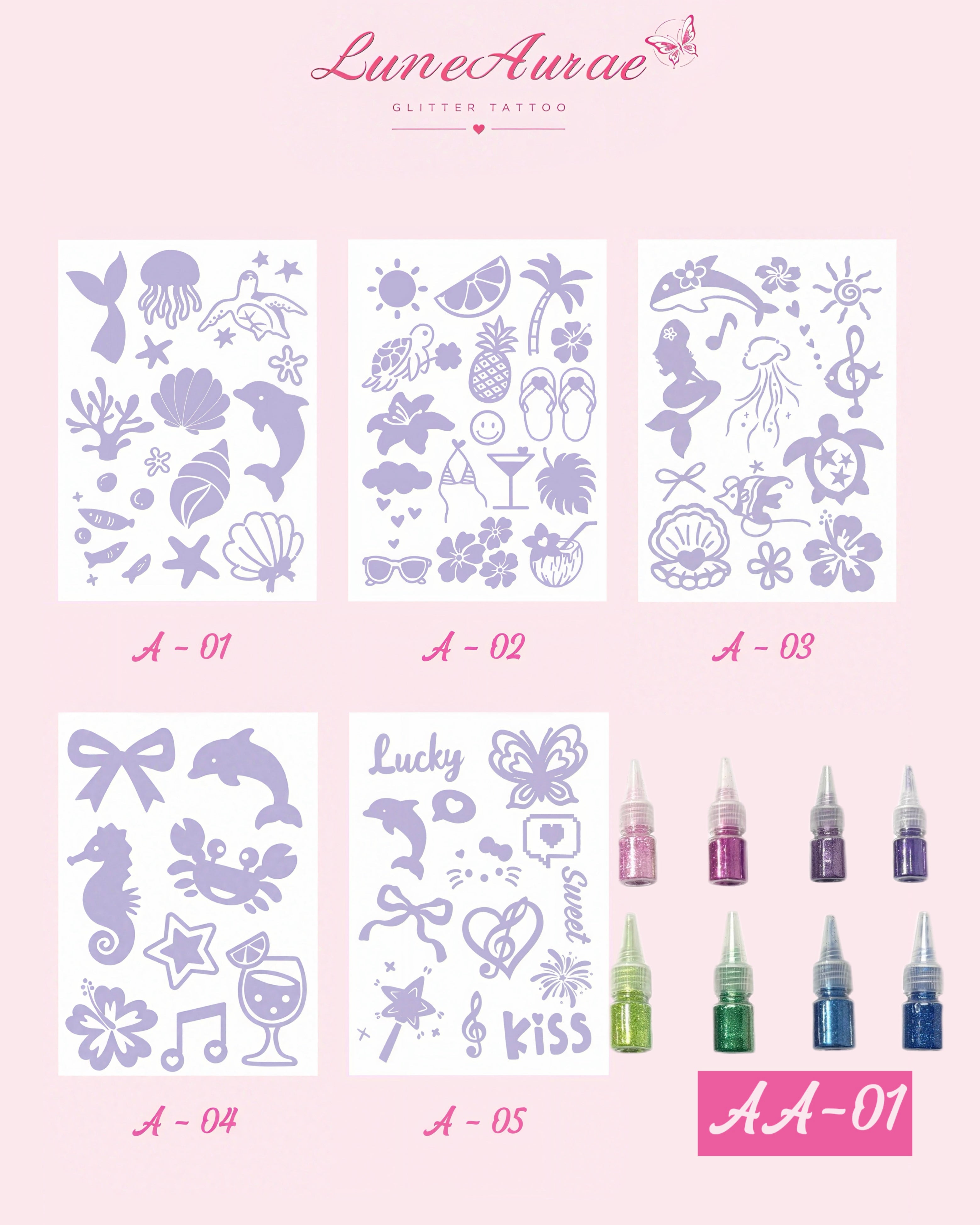 DIY Glitter Tattoo Sticker Set-A series