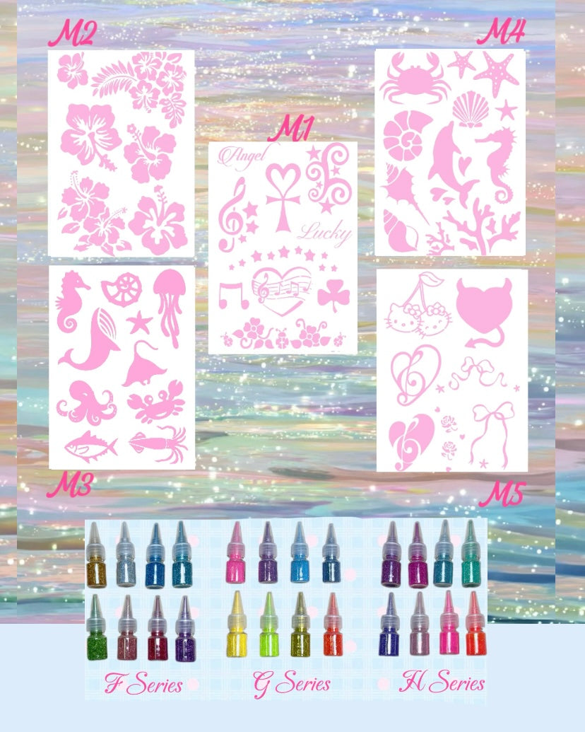 DIY Glitter Tattoo Sticker Set- M series