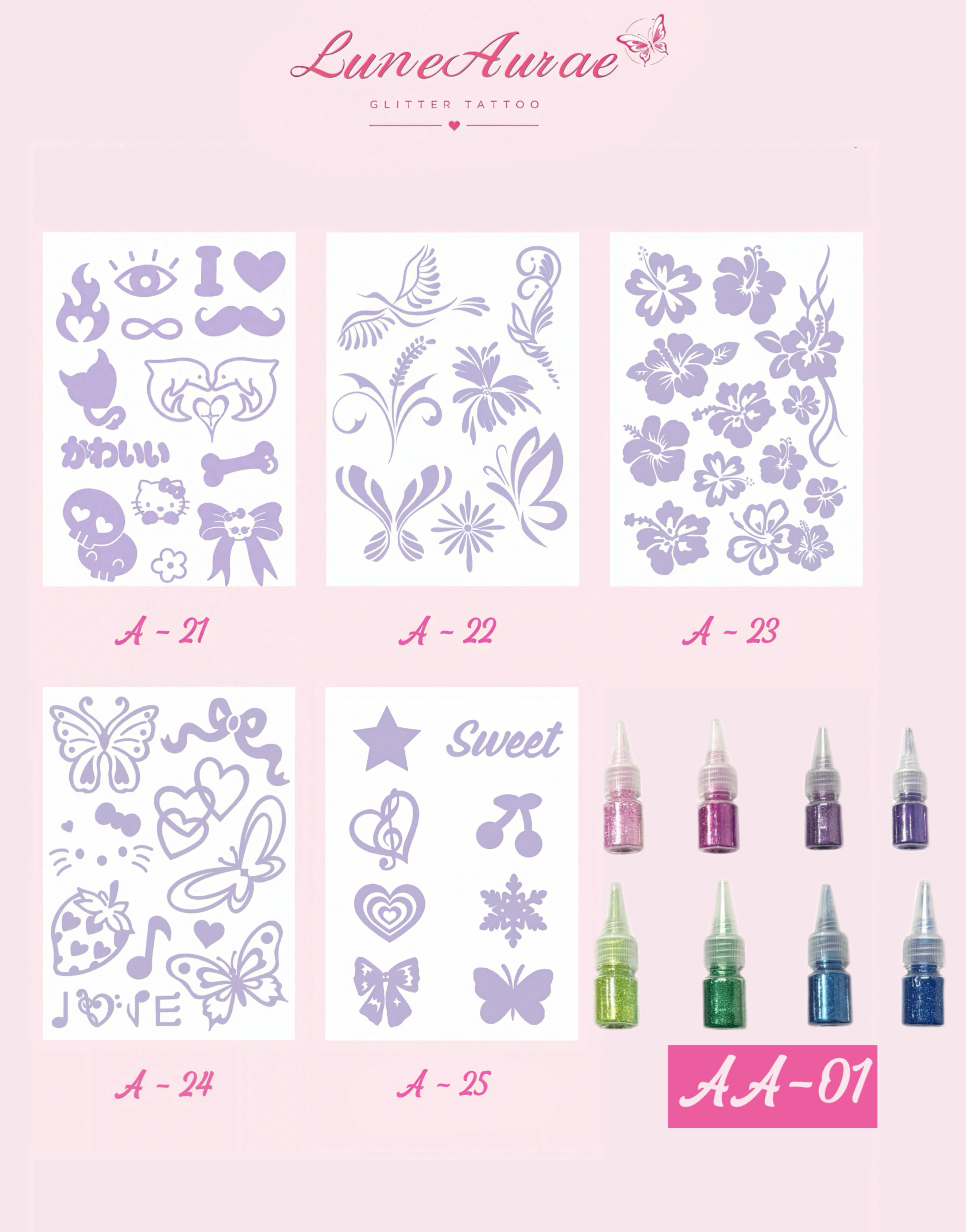 DIY Glitter Tattoo Sticker Set-A series