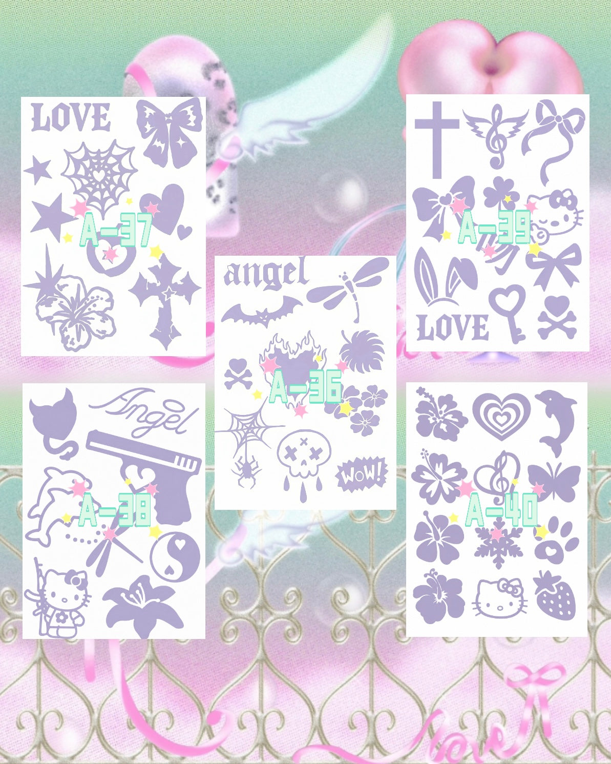 DIY Glitter Tattoo Sticker Set-A series