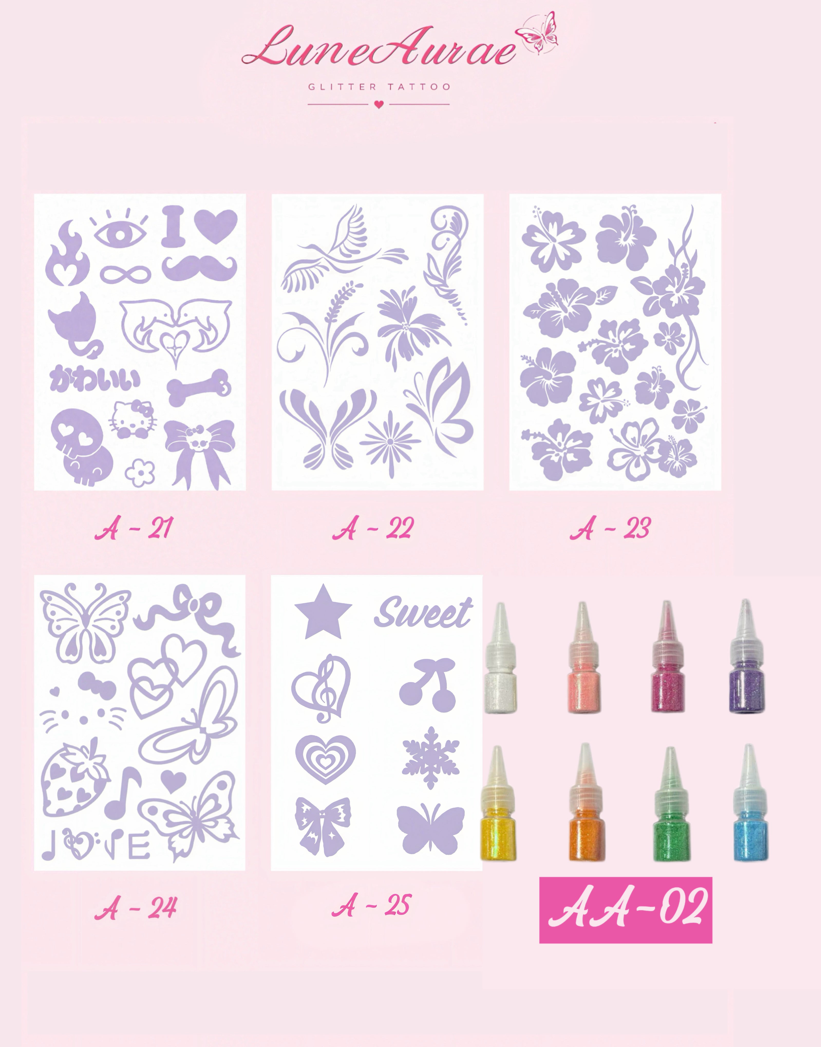 DIY Glitter Tattoo Sticker Set-A series
