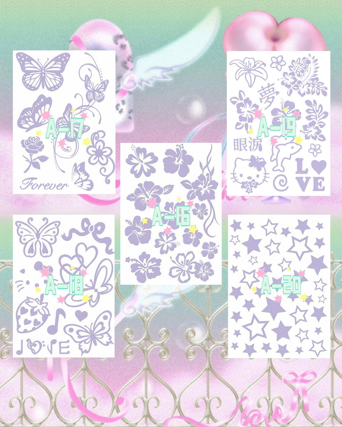 DIY Glitter Tattoo Sticker Set-A series