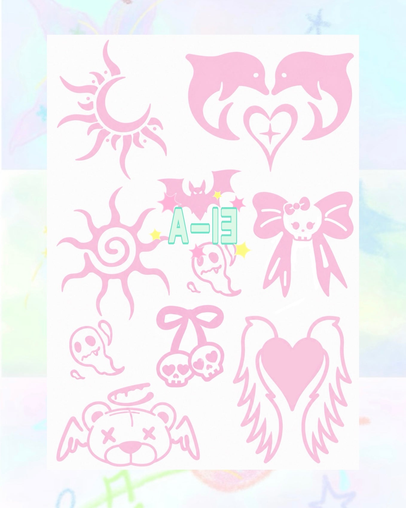 1 Sheet DIY Glitter Tattoos-A series