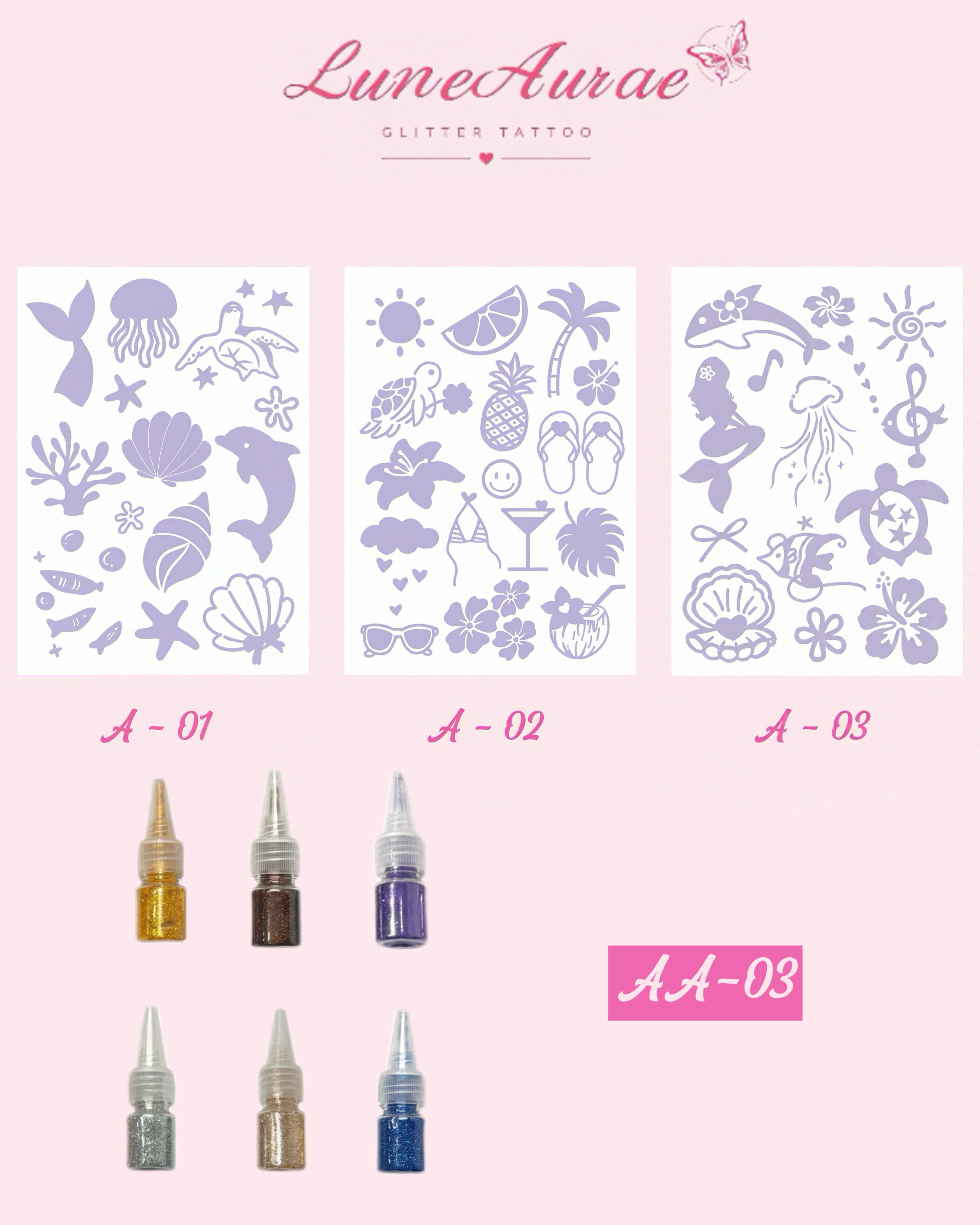 DIY Glitter Tattoo Sticker Set -A series