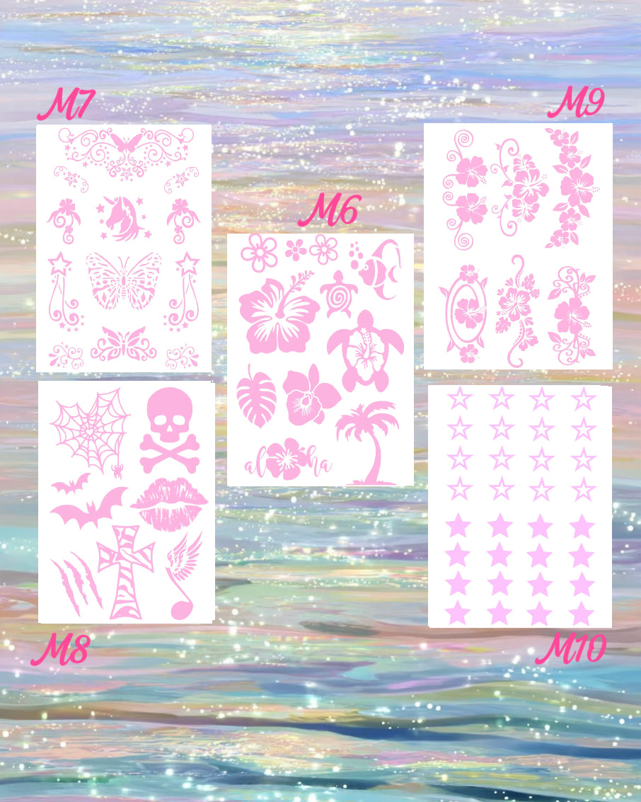 DIY Glitter Tattoo Sticker Set- M series