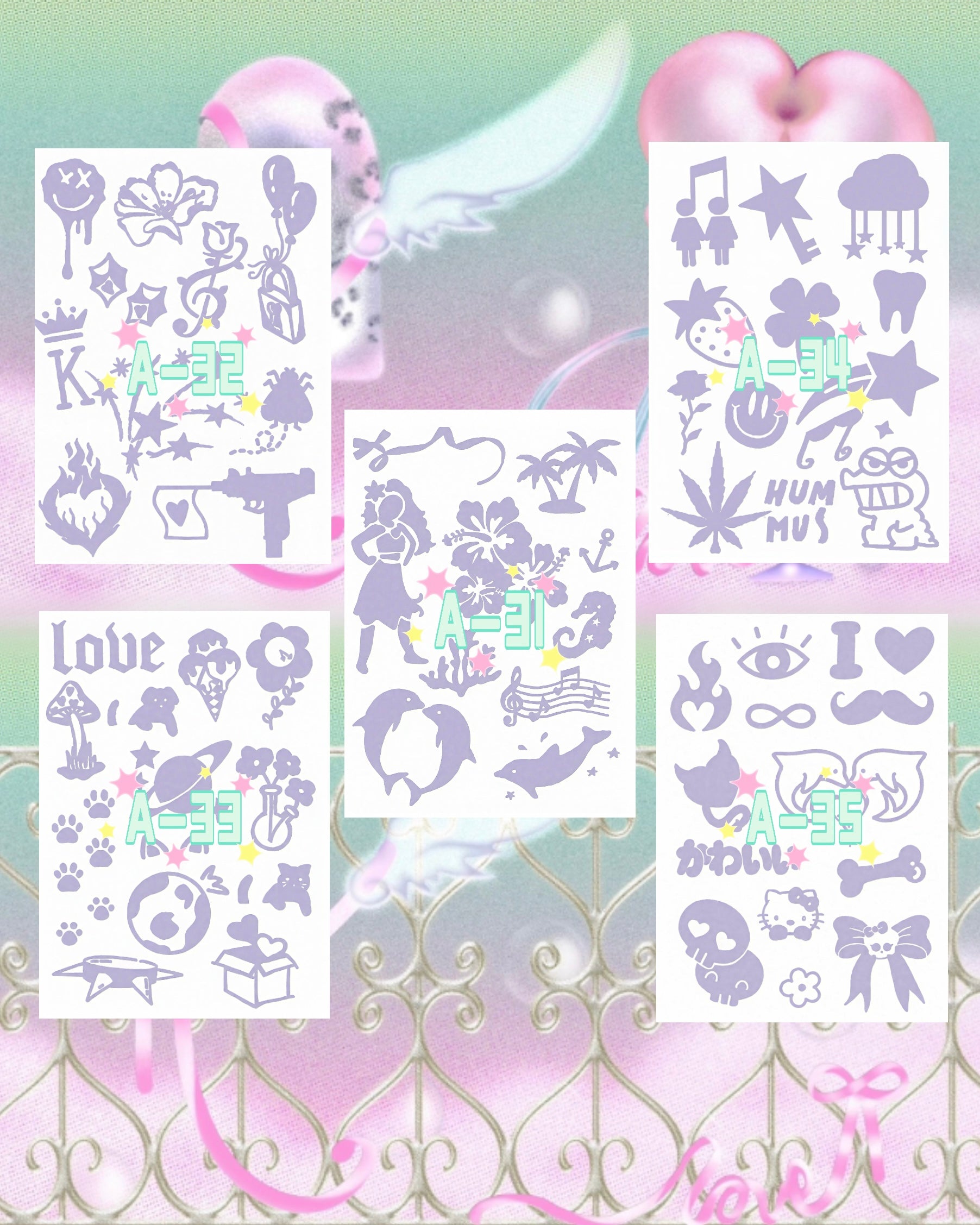 DIY Glitter Tattoo Sticker Set-A series