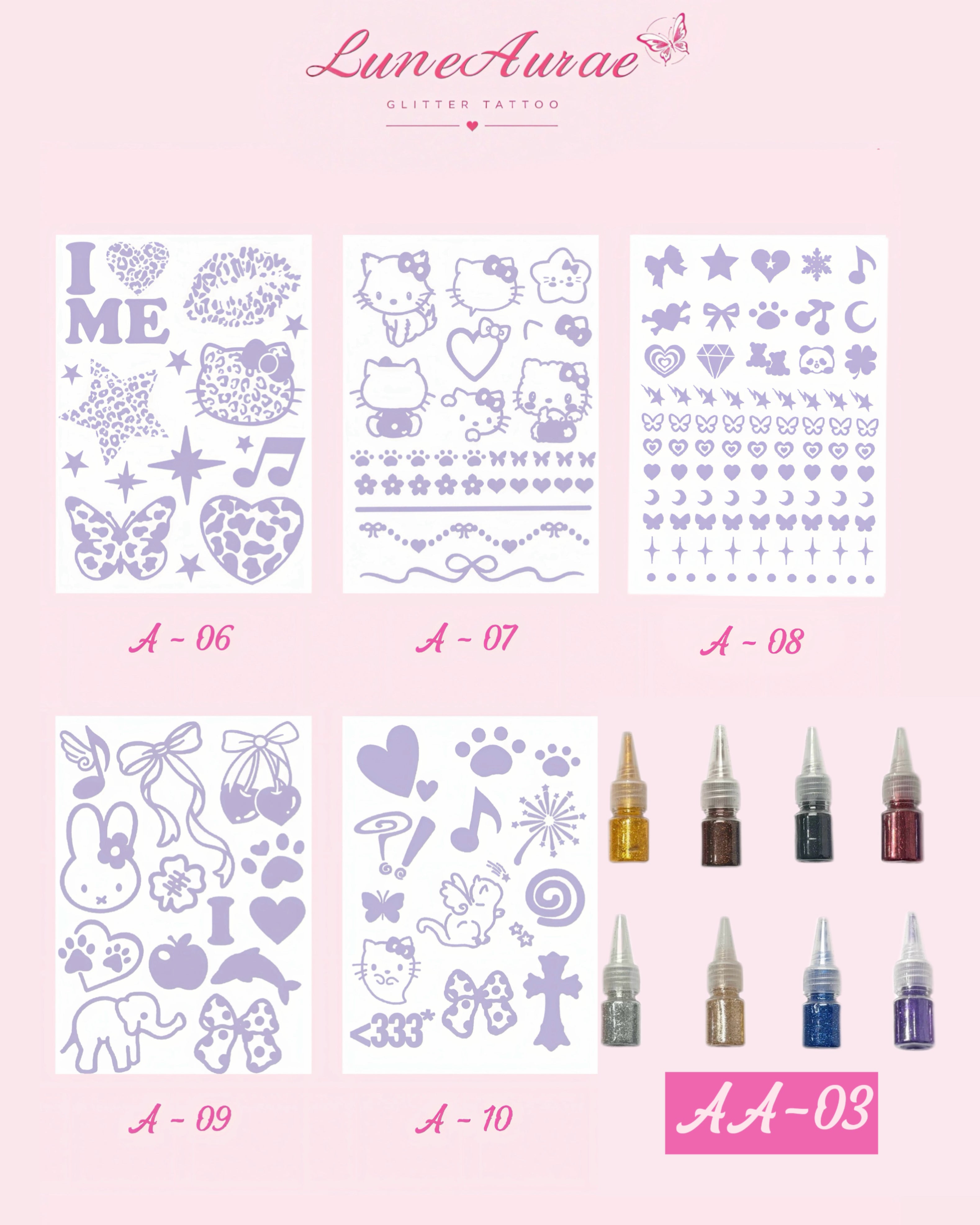 DIY Glitter Tattoo Sticker Set-A series