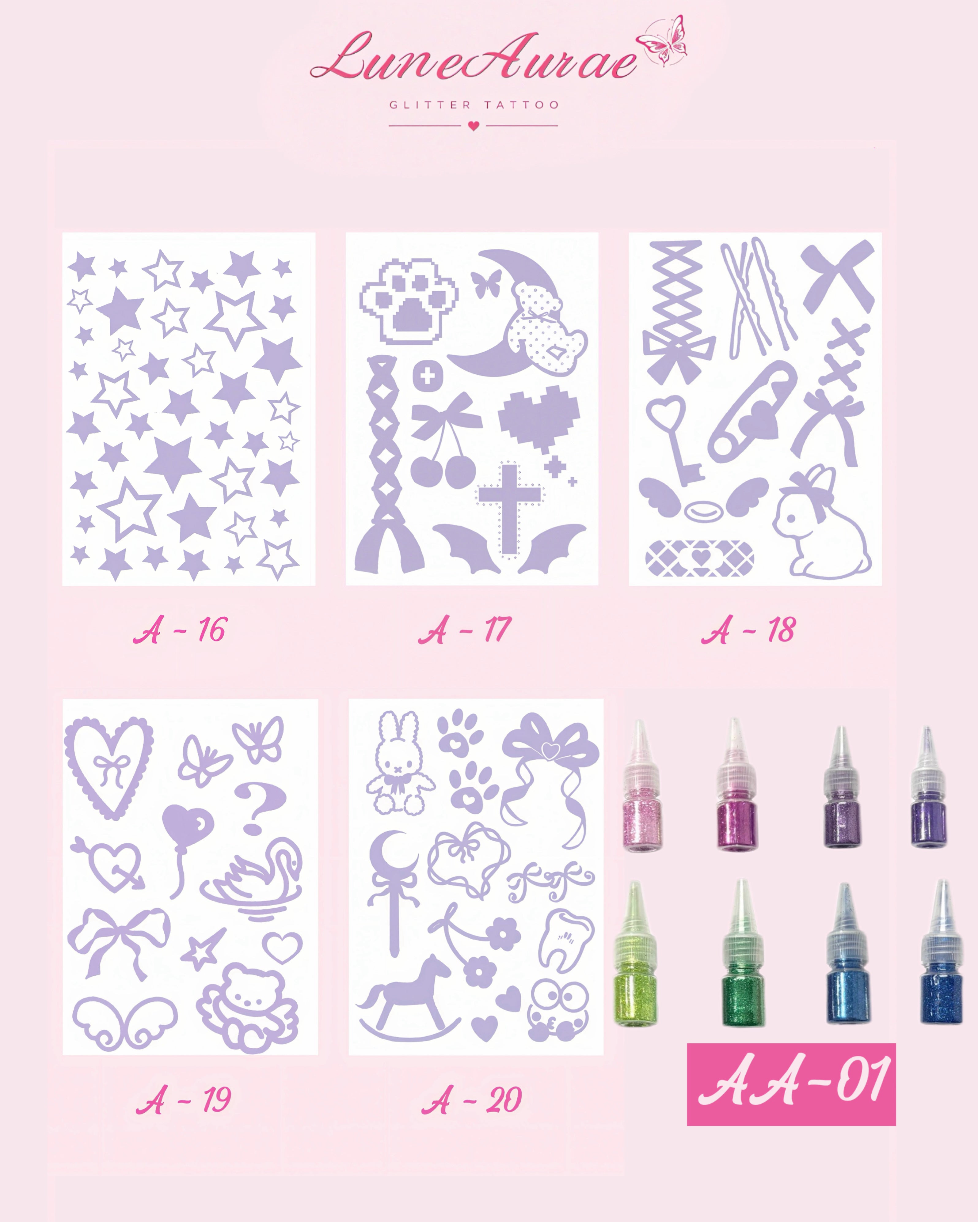 DIY Glitter Tattoo Sticker Set-A series