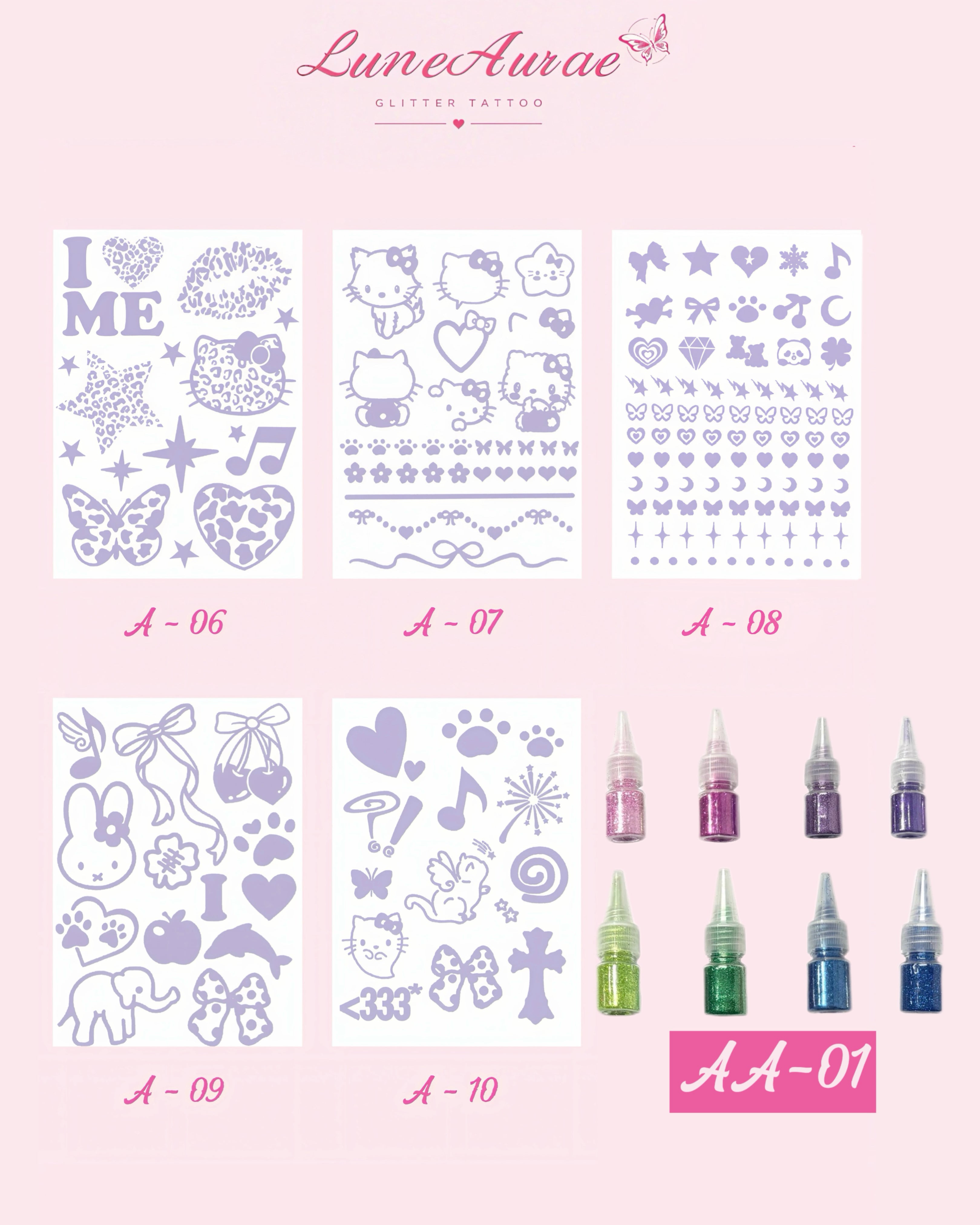 DIY Glitter Tattoo Sticker Set-A series