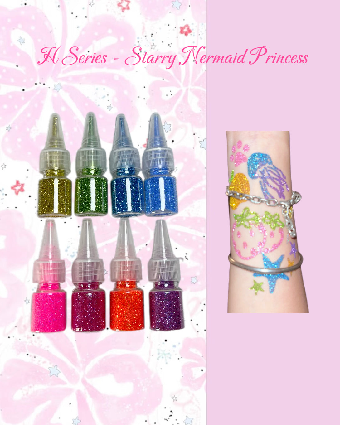 6 Sheets Set DIY Glitter Tattoos- M series