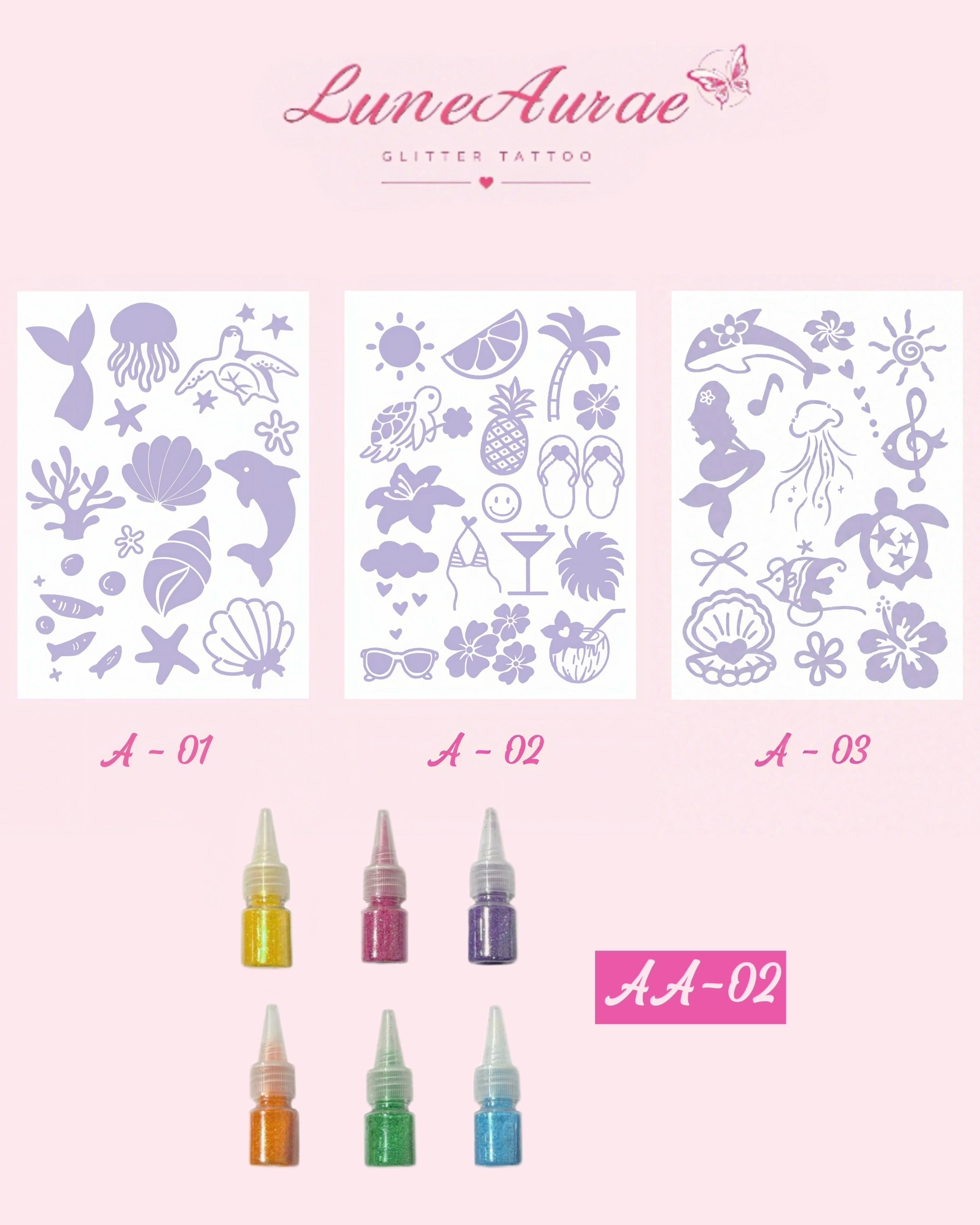 DIY Glitter Tattoo Sticker Set -A series