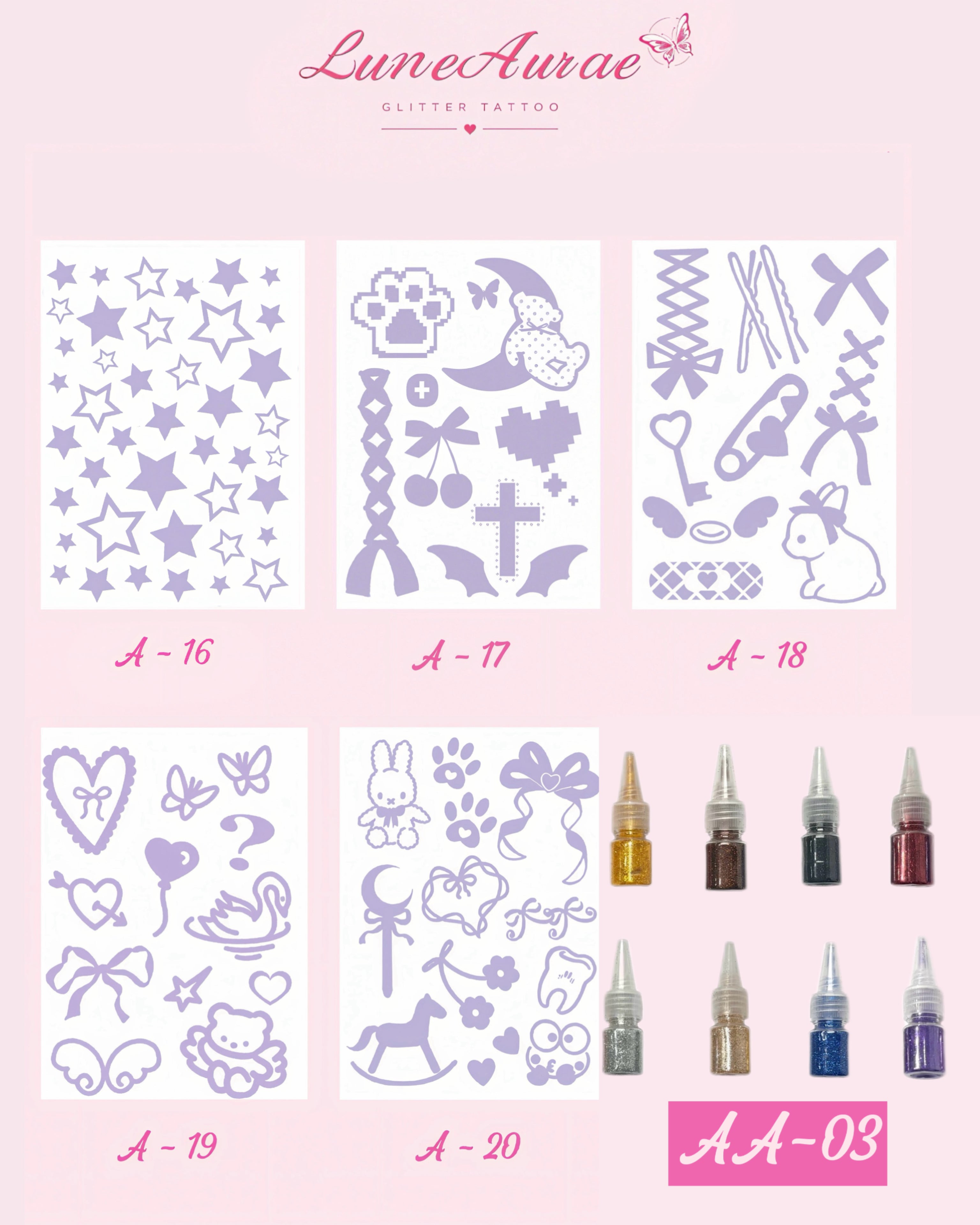 DIY Glitter Tattoo Sticker Set-A series
