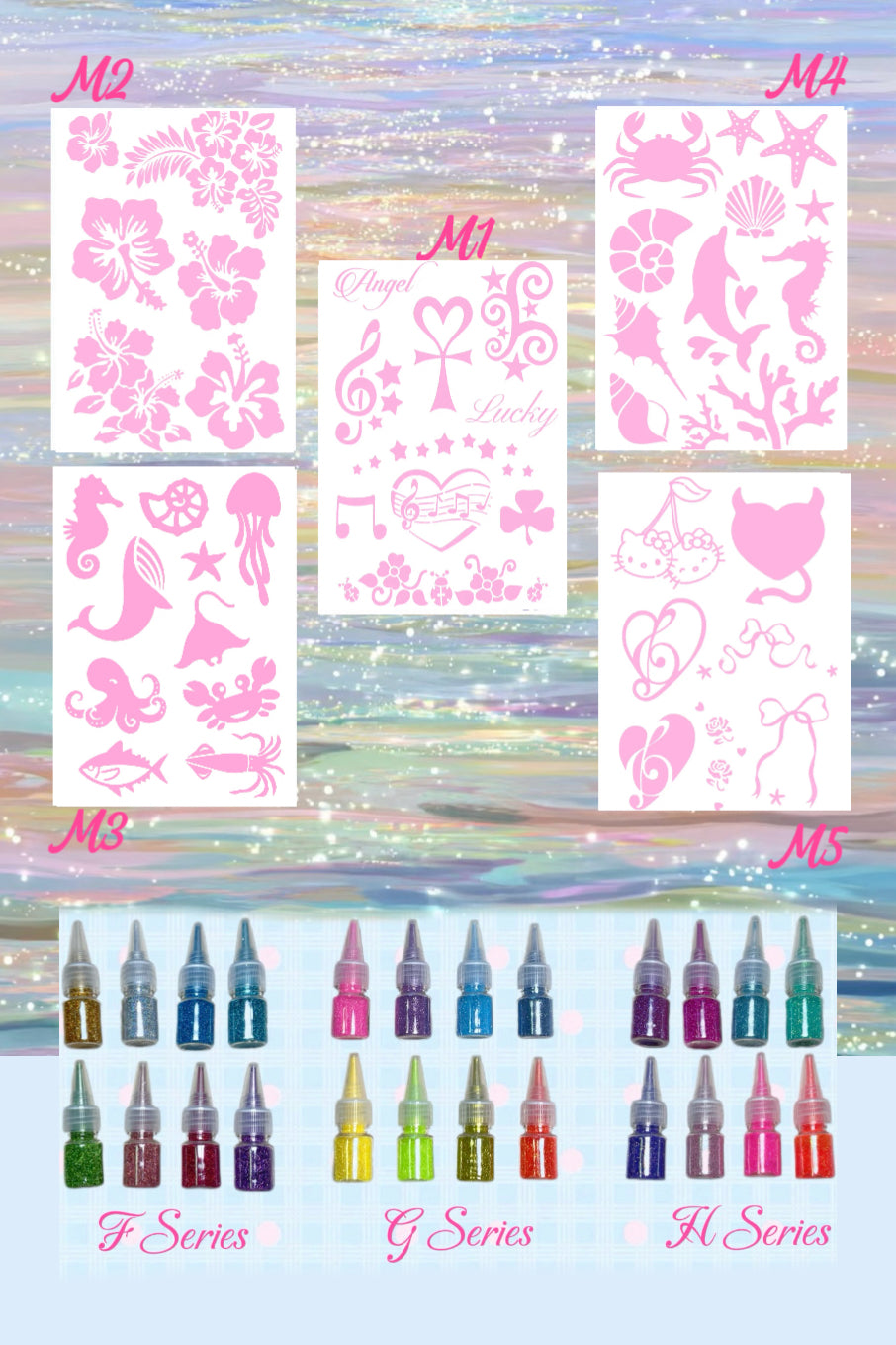 DIY Glitter Tattoo Sticker Set- M series