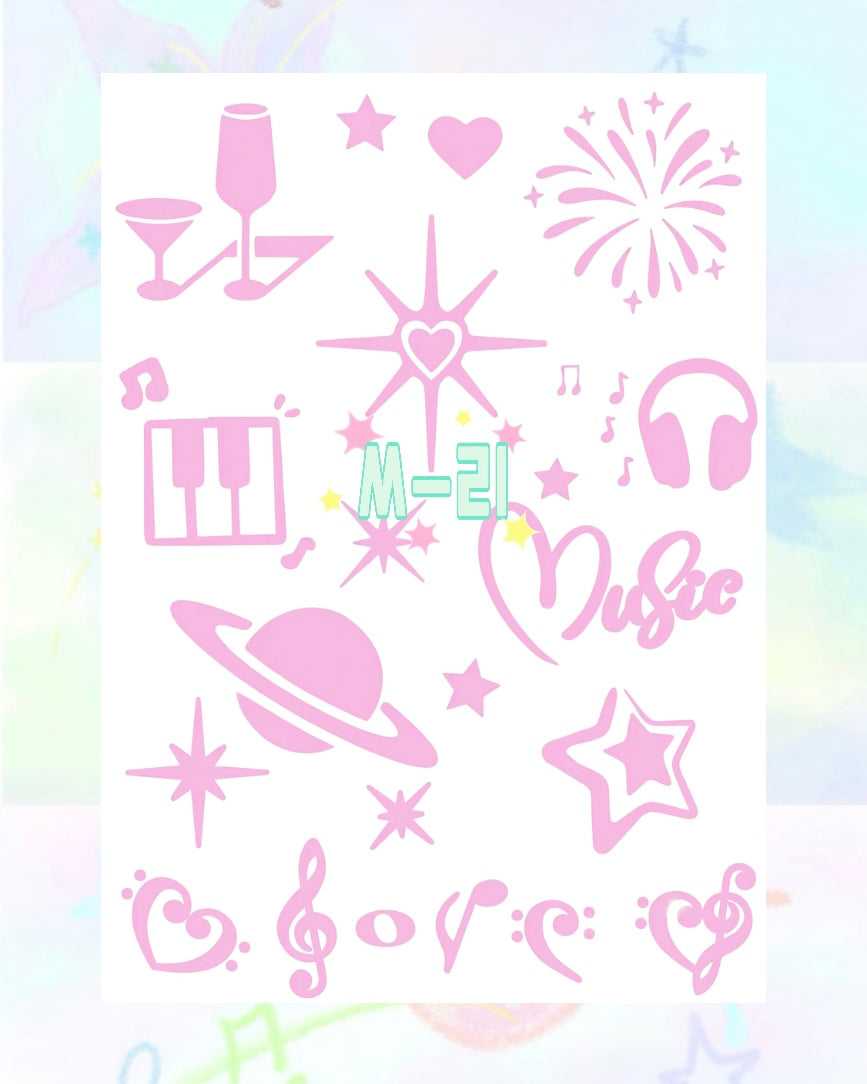1 Sheet DIY Glitter Tattoos - M Series