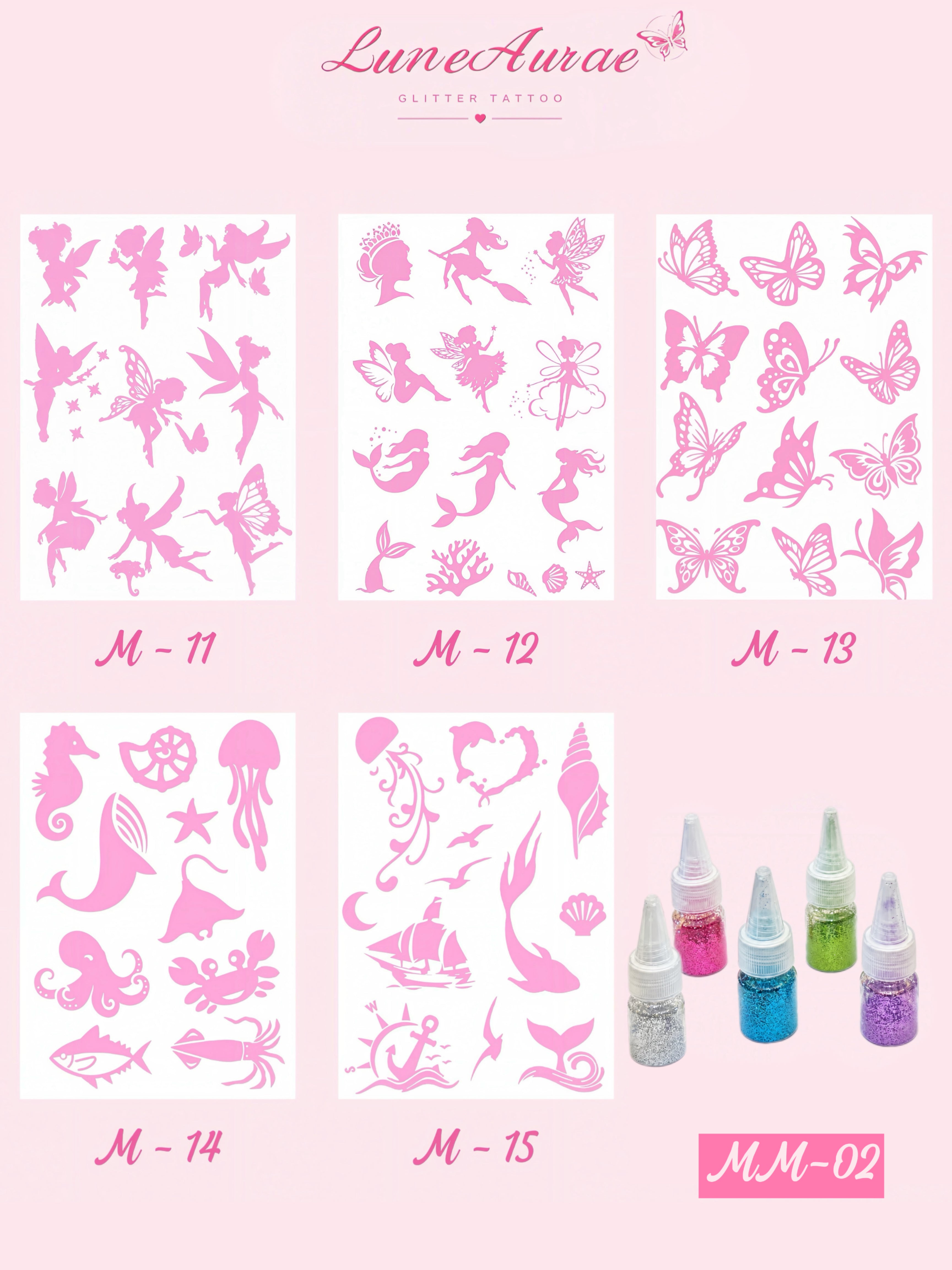 DIY Glitter Tattoo Sticker Set- M series