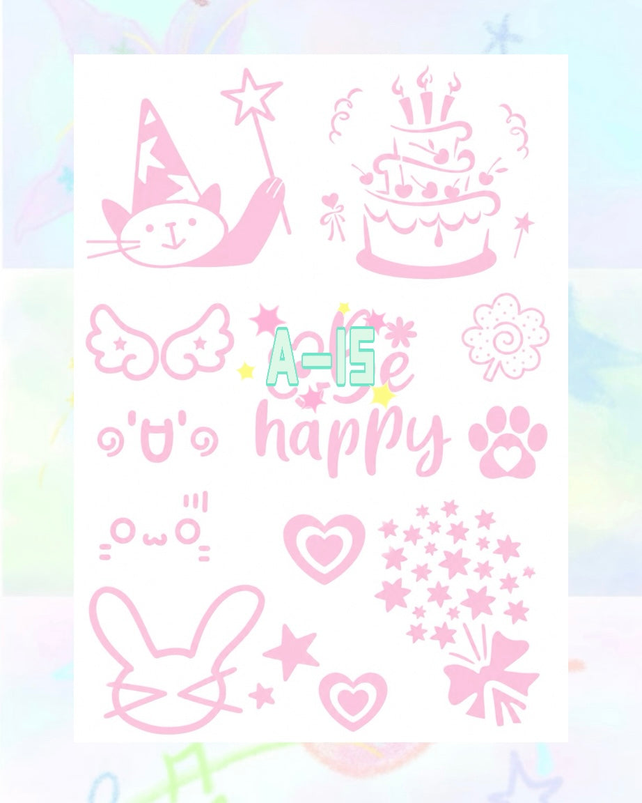 1 Sheet DIY Glitter Tattoos-A series