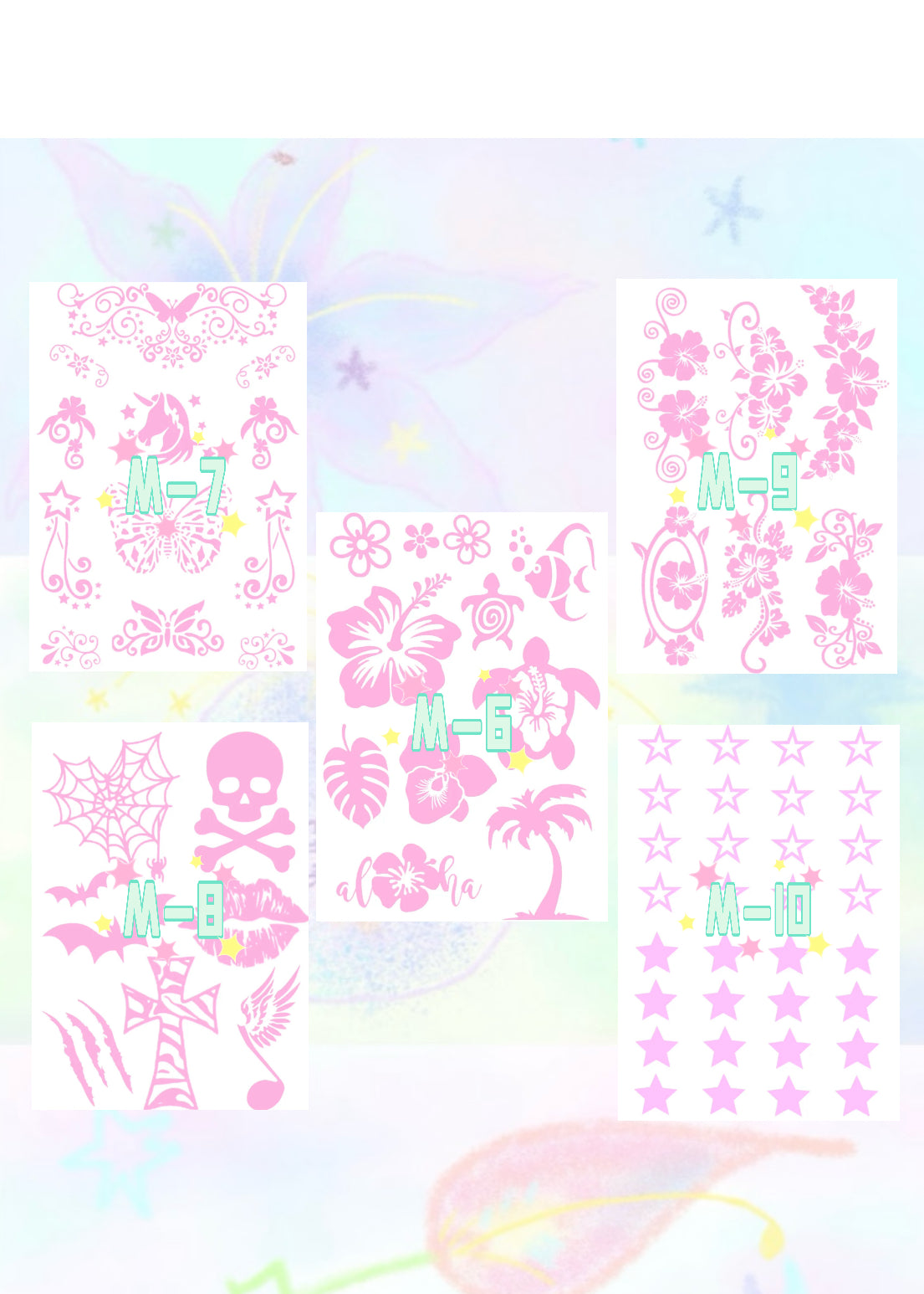 DIY Glitter Tattoo Sticker Set- M series