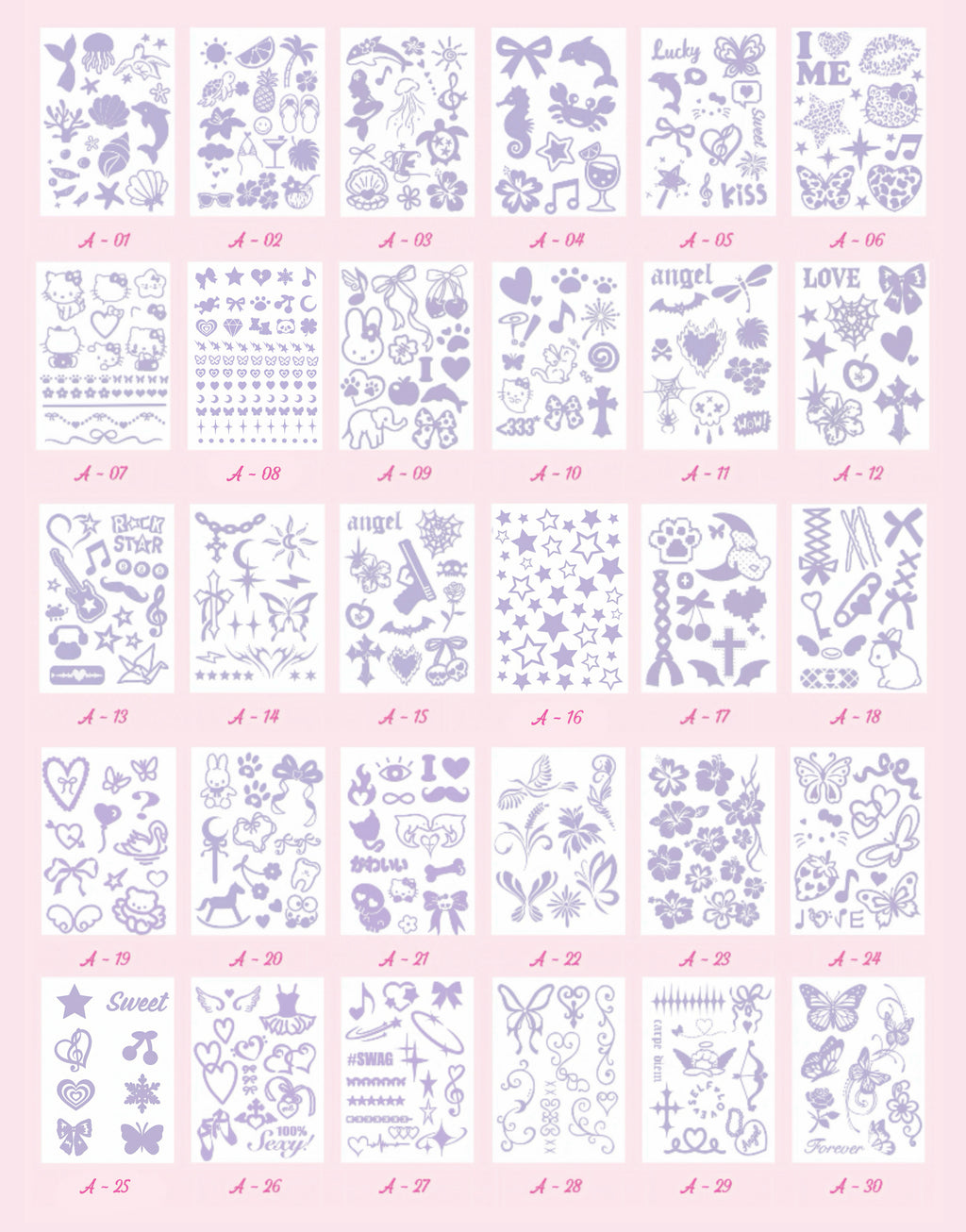 DIY Glitter Tattoo Sticker Set -A series