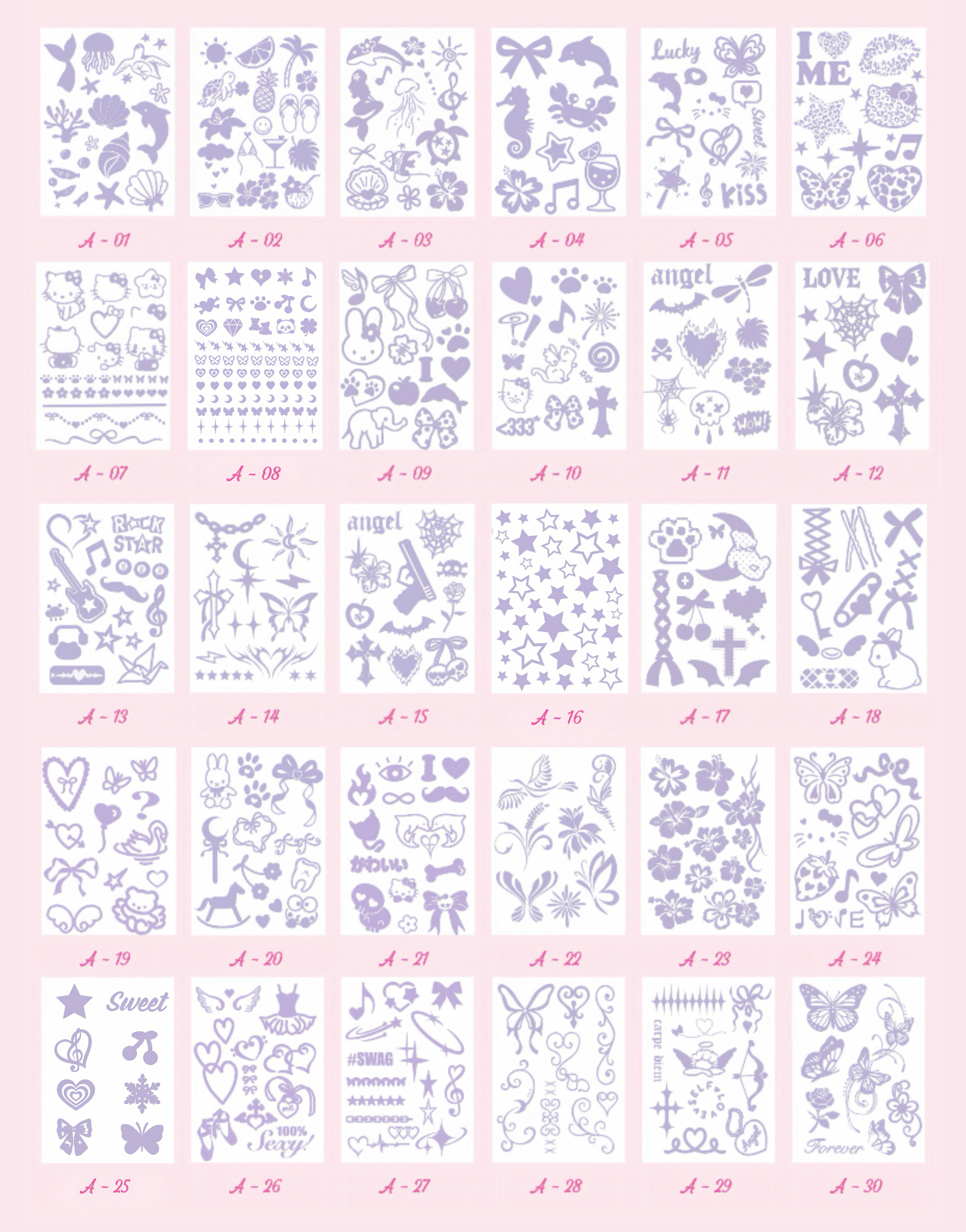 DIY Glitter Tattoo Sticker Set -A series